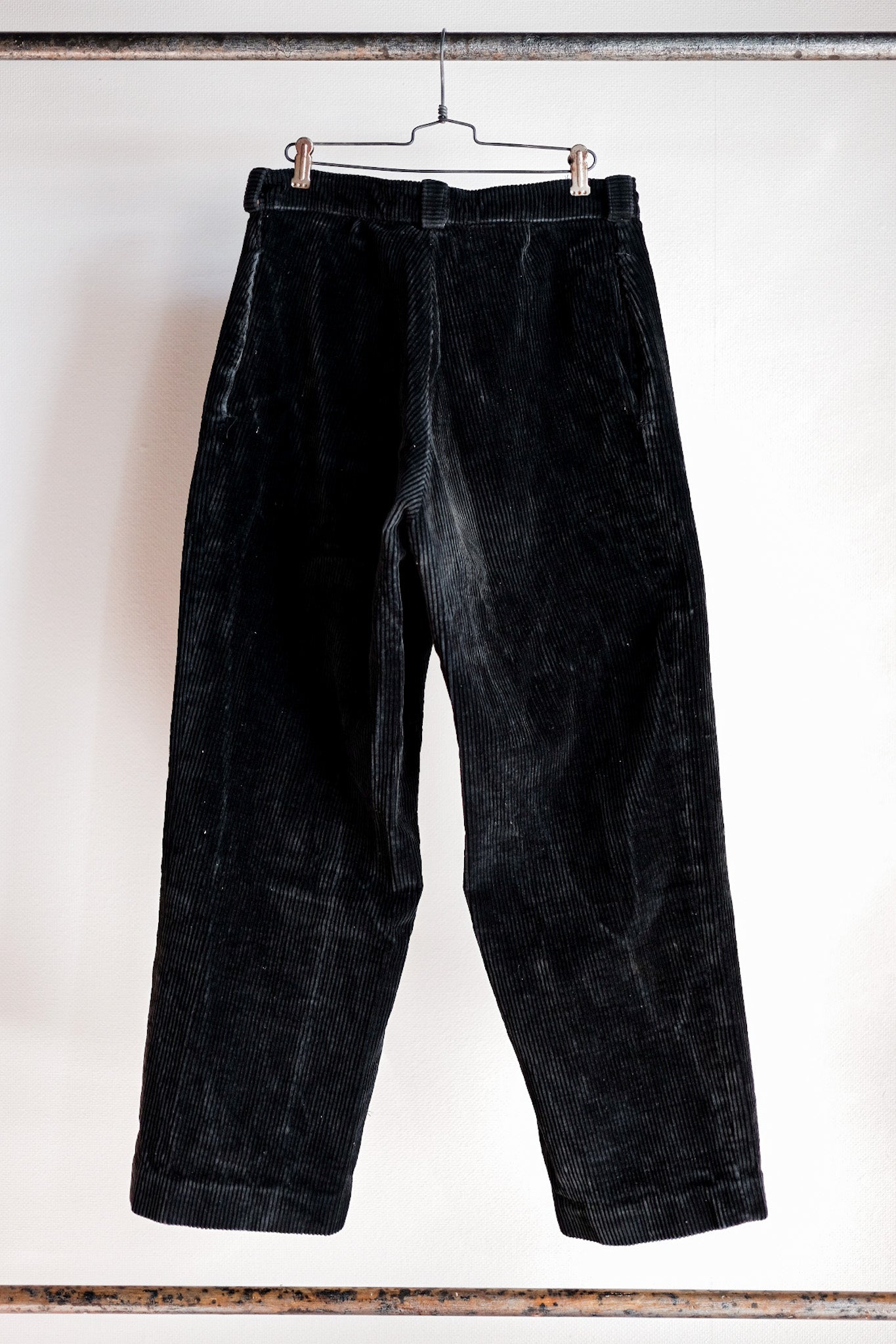 【 ~ 40's 】 French Vintage Black Corduroy Work Pants "Adolphe Lafont"
