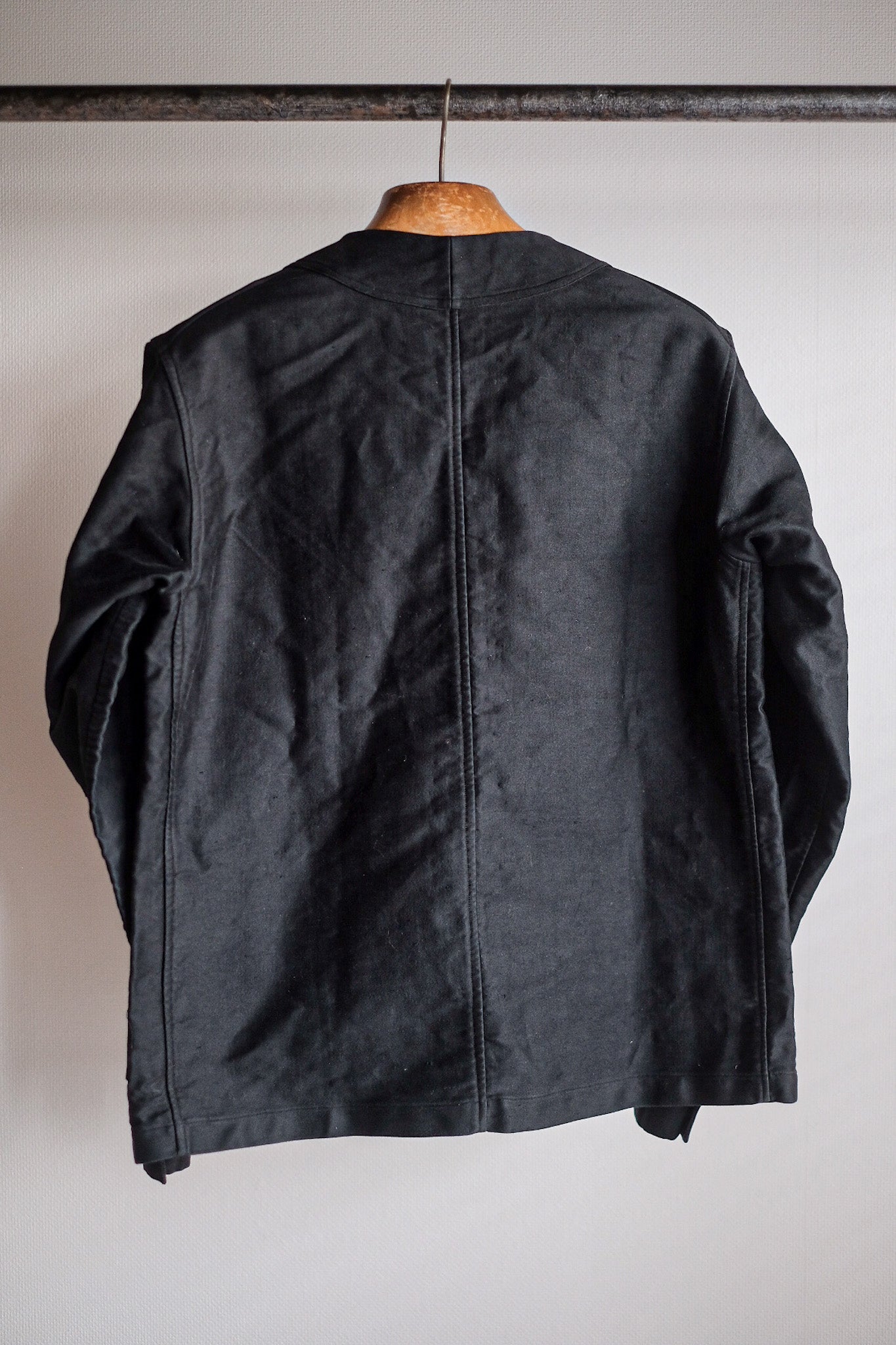 ［~20's］French Vintage Black Moleskin Work Jacket "6 Buttons" "Dead Stock"