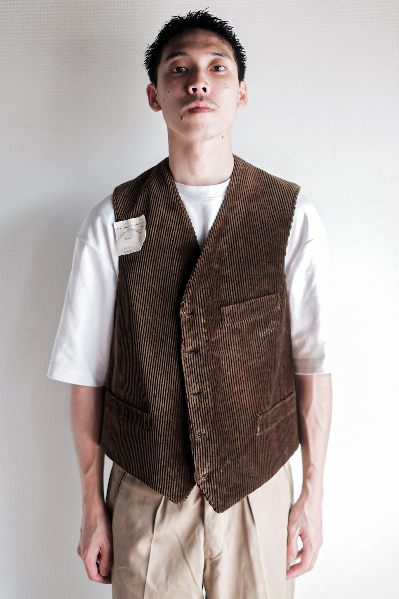 [~ 40's] French Vintage Brown Corduroy Work Gilet "Dead Stock"