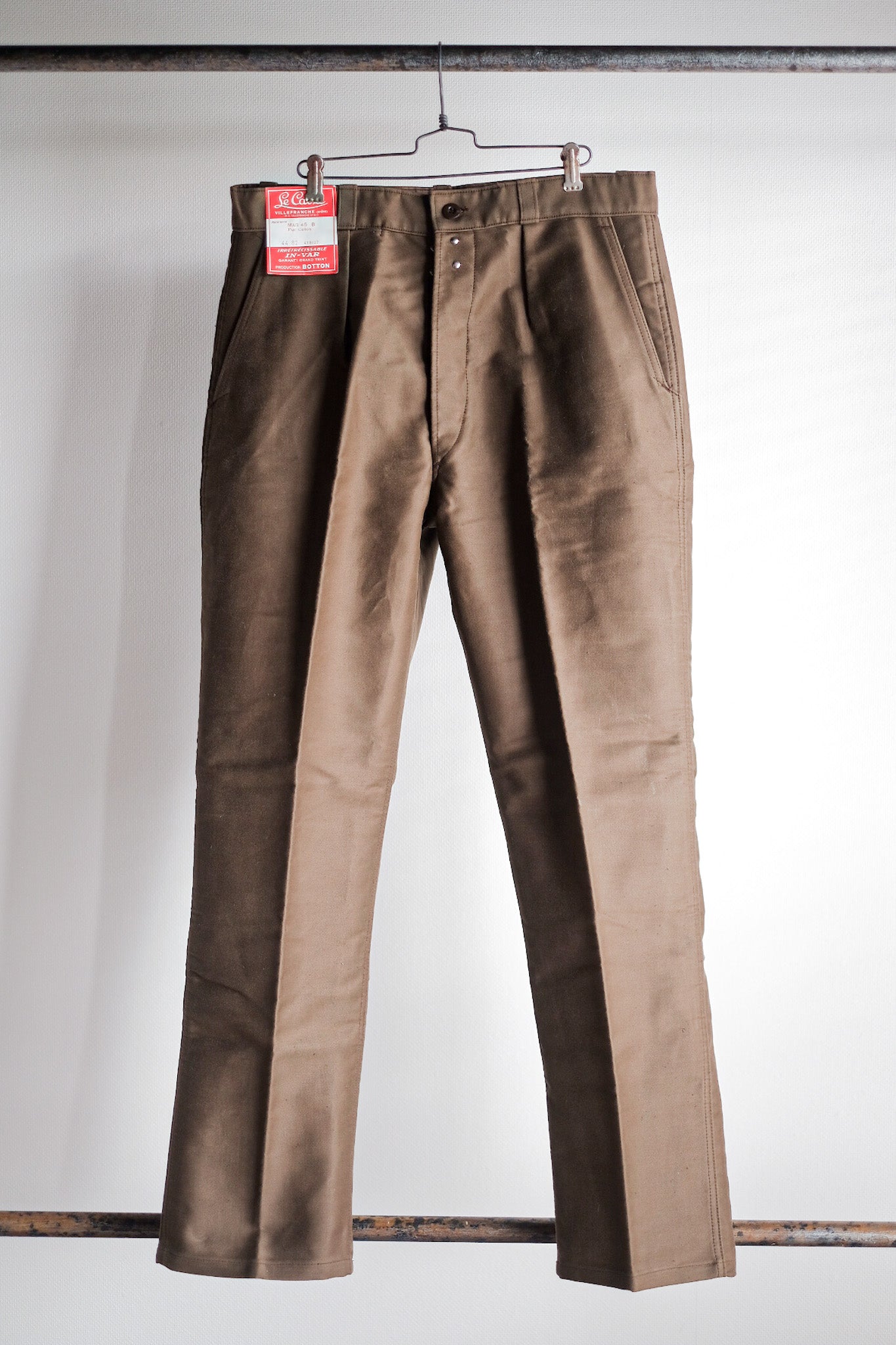 [~ 50's] French Vintage Brown Moleskin Work Pants "Dead Stock"