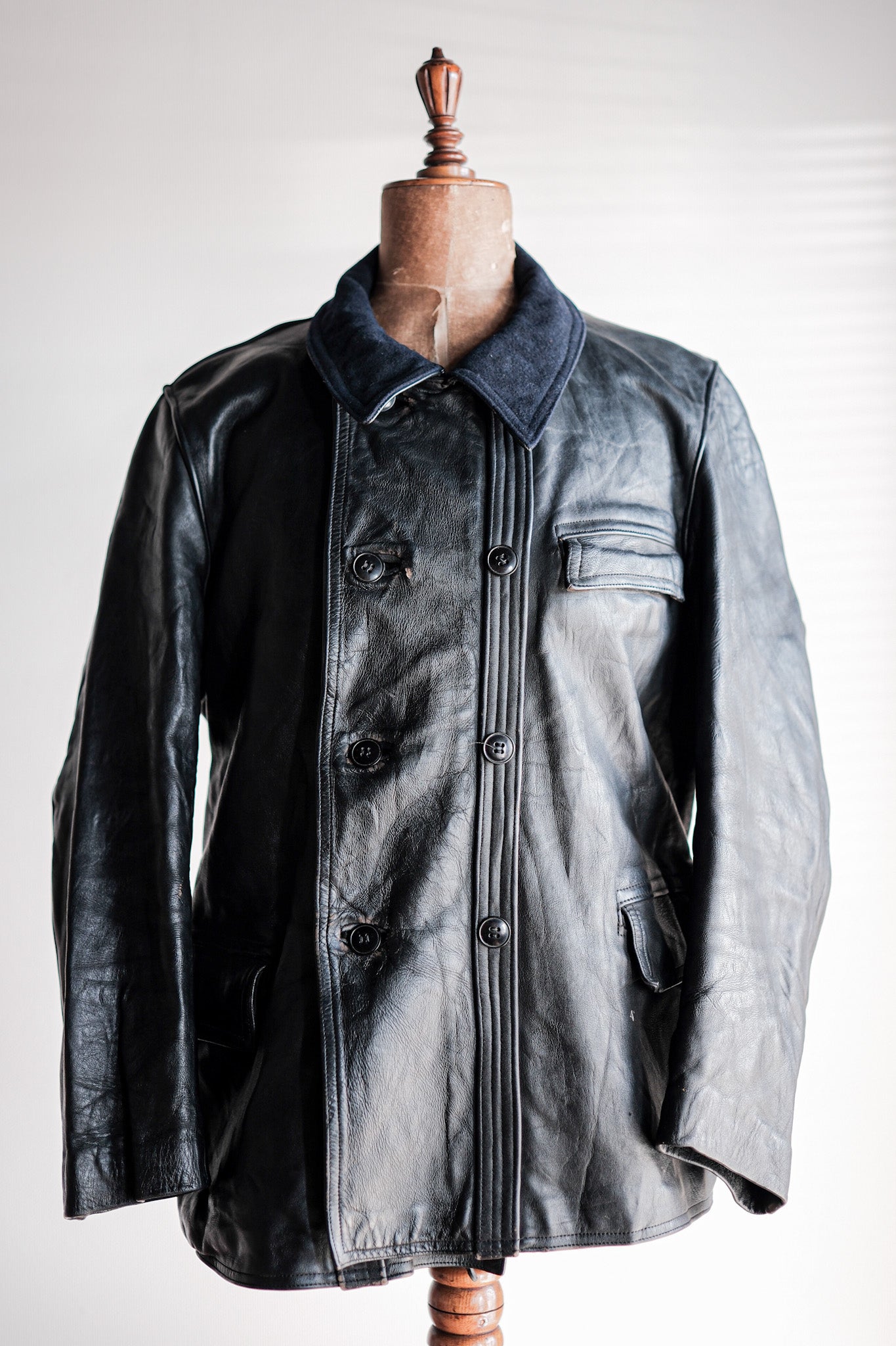 ［~50's］French Vintage Le Corbusier Leather Work Jacket "Wool Collar"