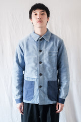 【~50's】French Vintage Blue Moleskin Work Jacket "Le Mont St. Michel"