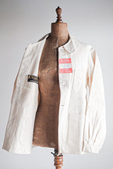 【~40’s】French Vintage White Cotton HBT Work Jacket “Dead Stock”