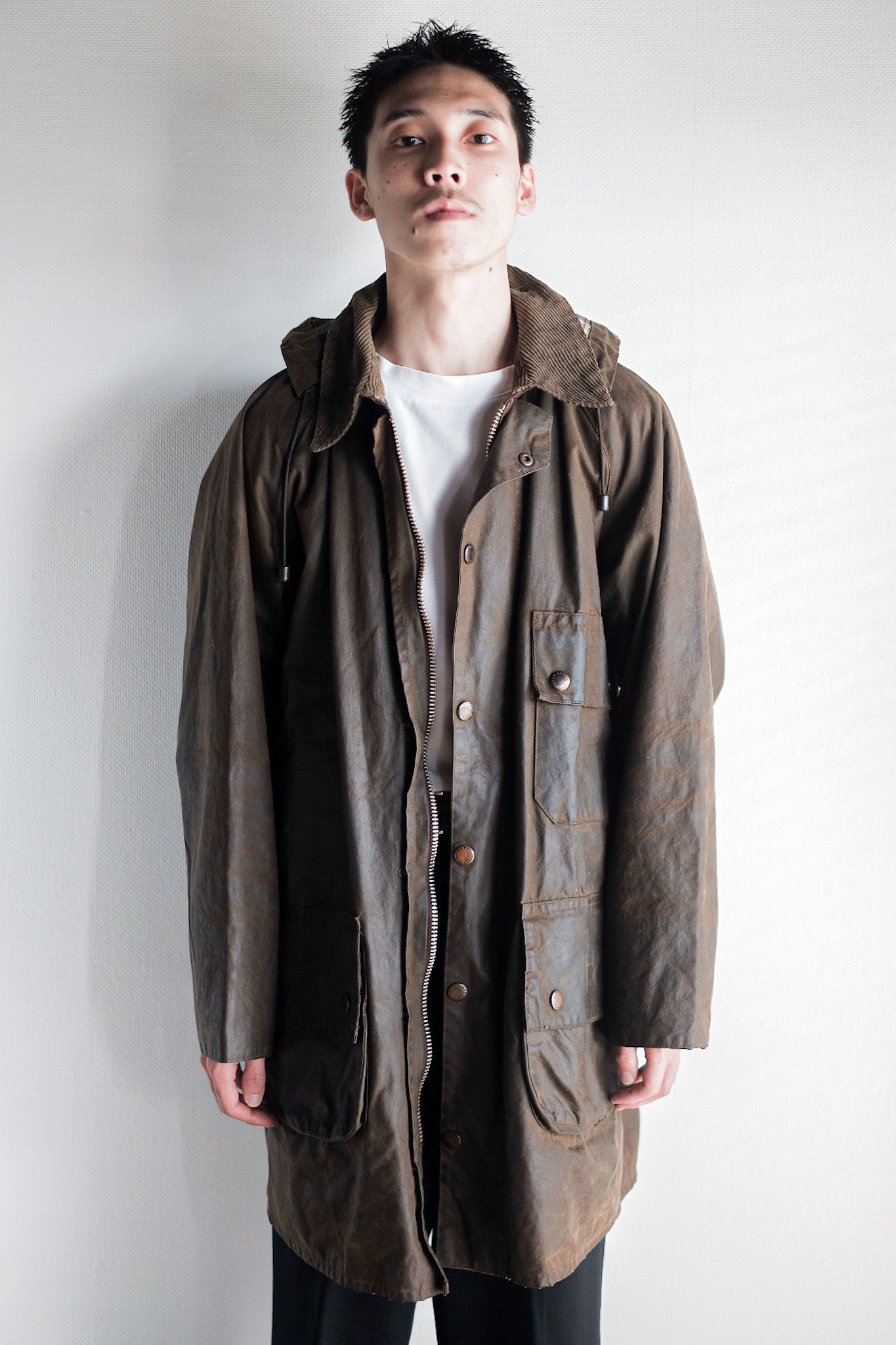 ［~80's］Vintage Barbour "SOLWAY ZIPPER" With Hood 2 Crest Size.40