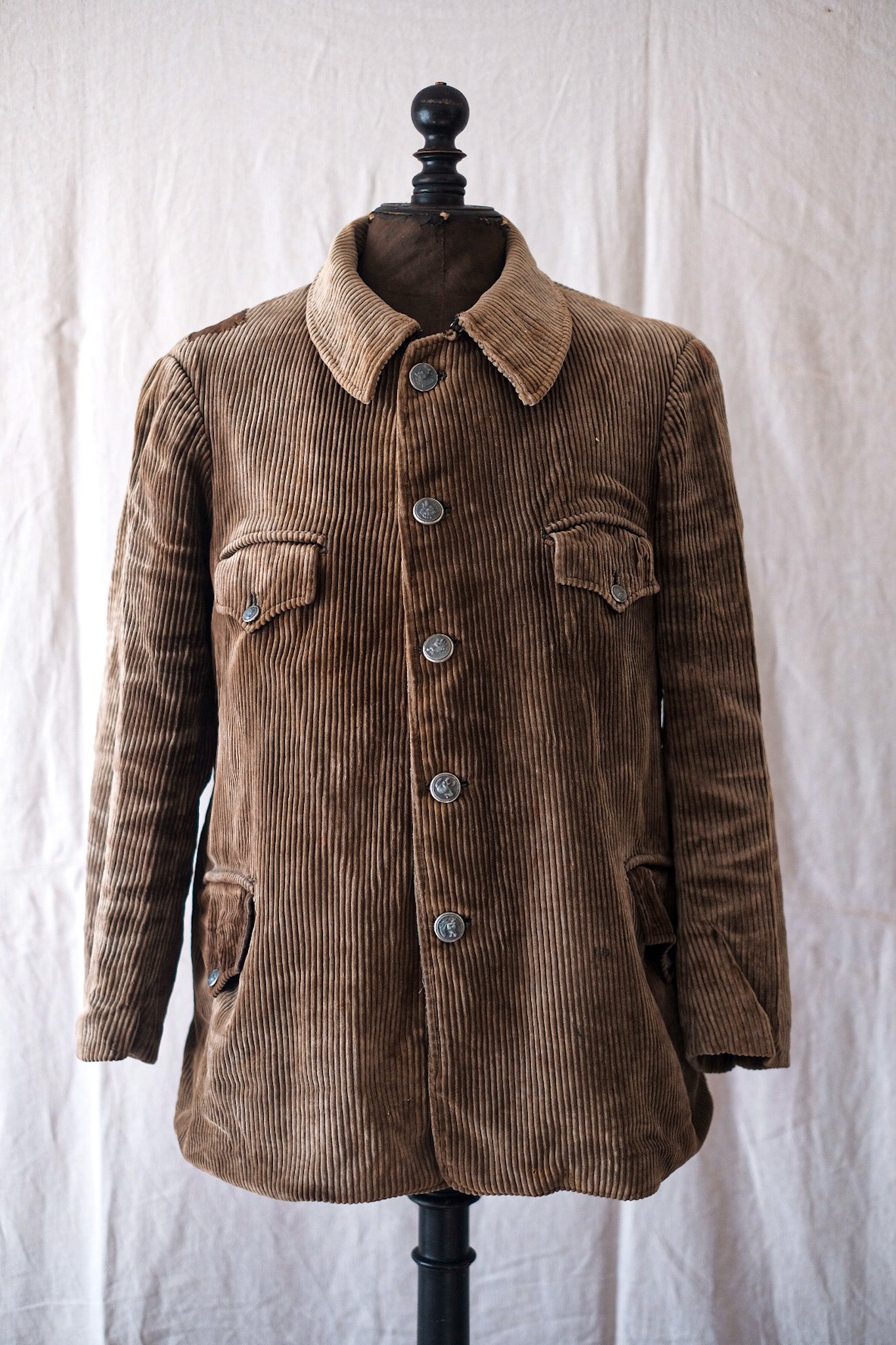 [〜30年代]法國復古棕色燈芯絨狩獵遊戲管理員夾克