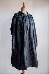 [ต้น 20 C] ผ้าลินินสีดำโบราณของฝรั่งเศส smock "biaude"