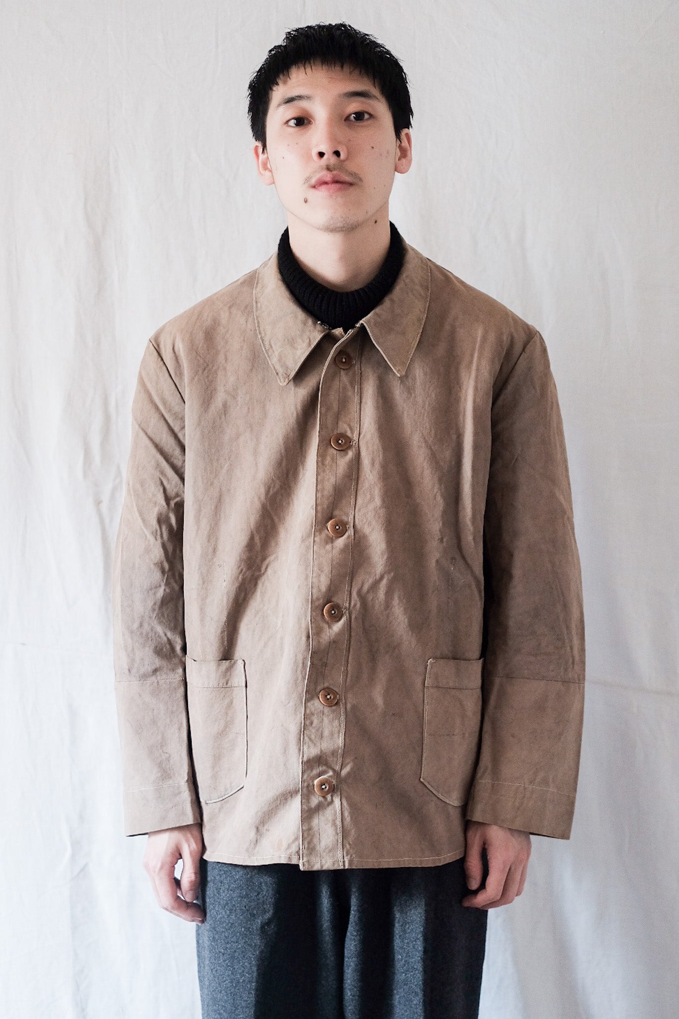 【~30's】French Vintage Cotton Linen Home Made Work Jacket