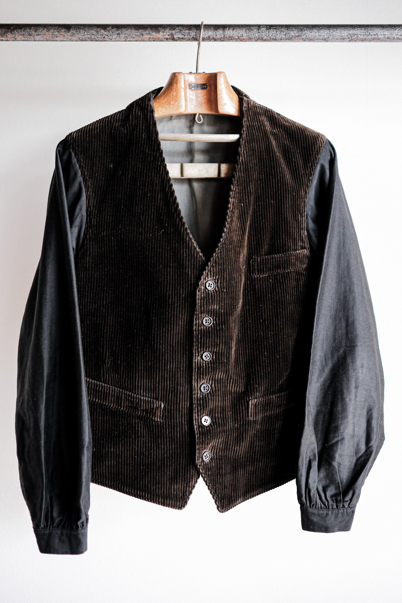 【~30's】French Vintage Brown Corduroy Gilet Jacket