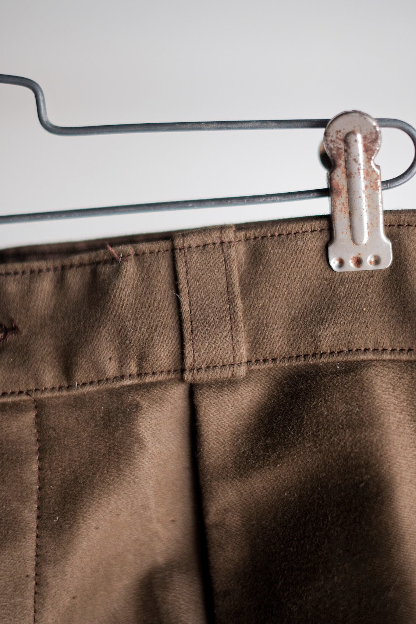 [~ 50's] French Vintage Brown Moleskin Work Pants "Dead Stock"