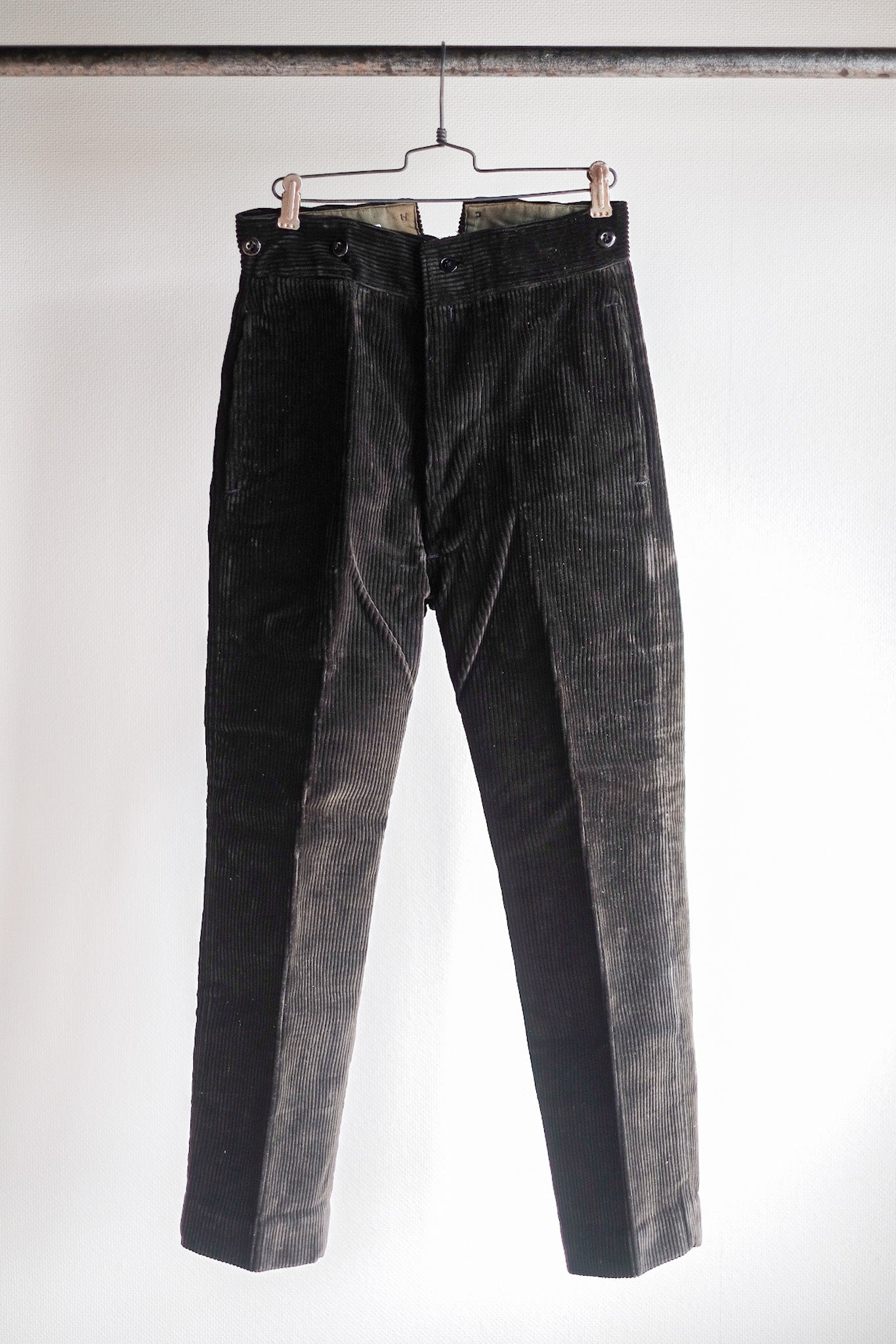 【~30's】French Vintage Dark Brown Corduroy Work Pants "Dead Stock"