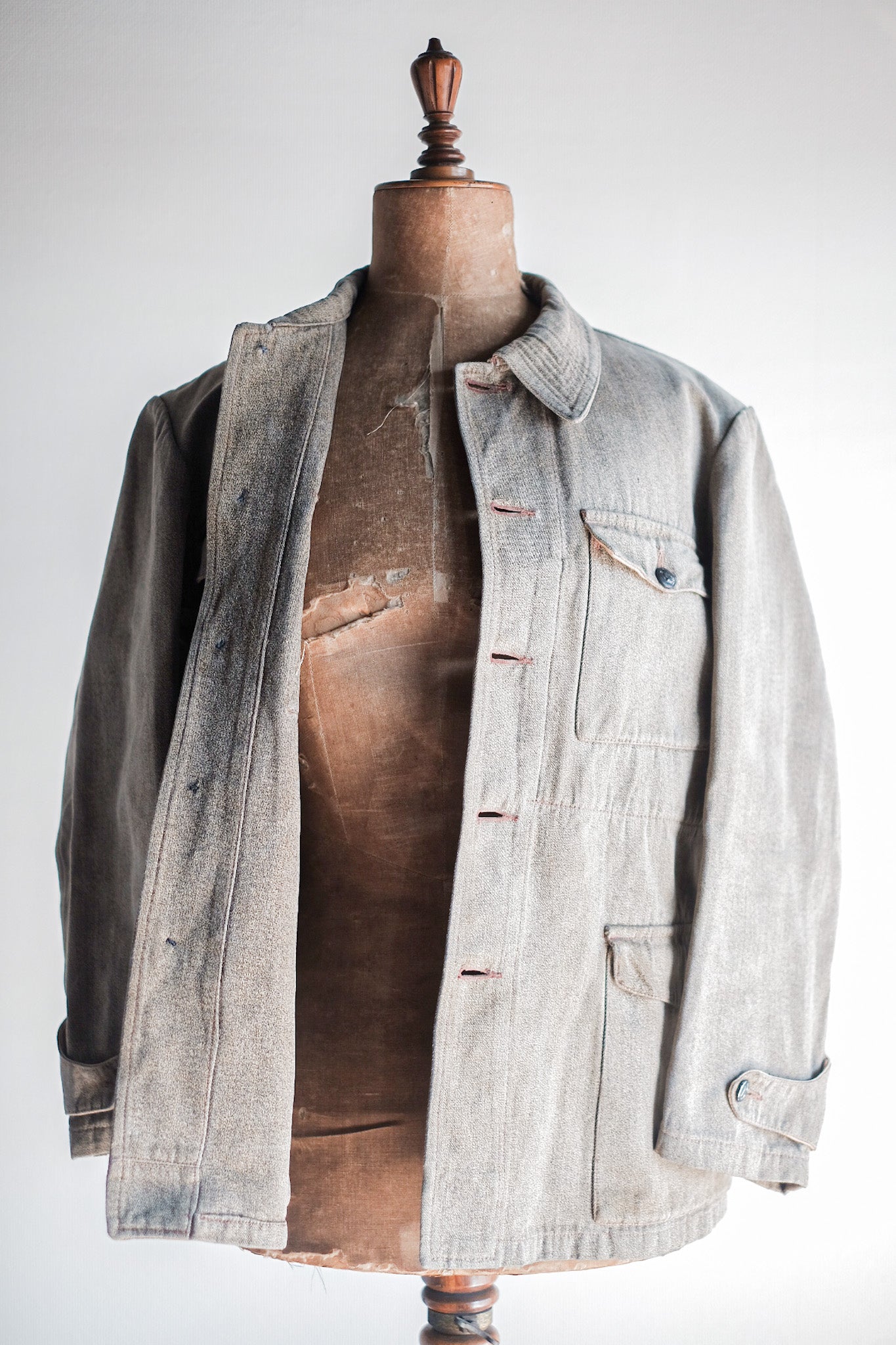 ［~30's］French Vintage Brown Cotton Salt & Pepper Hunting Jacket