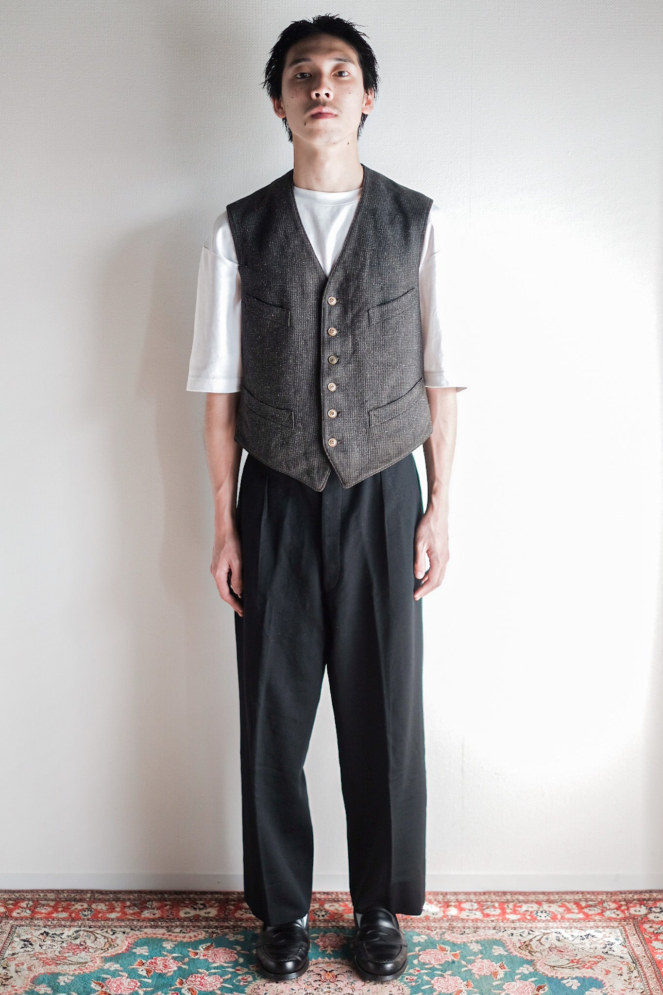 ［~30's］French Vintage Gray Wool Work Gilet