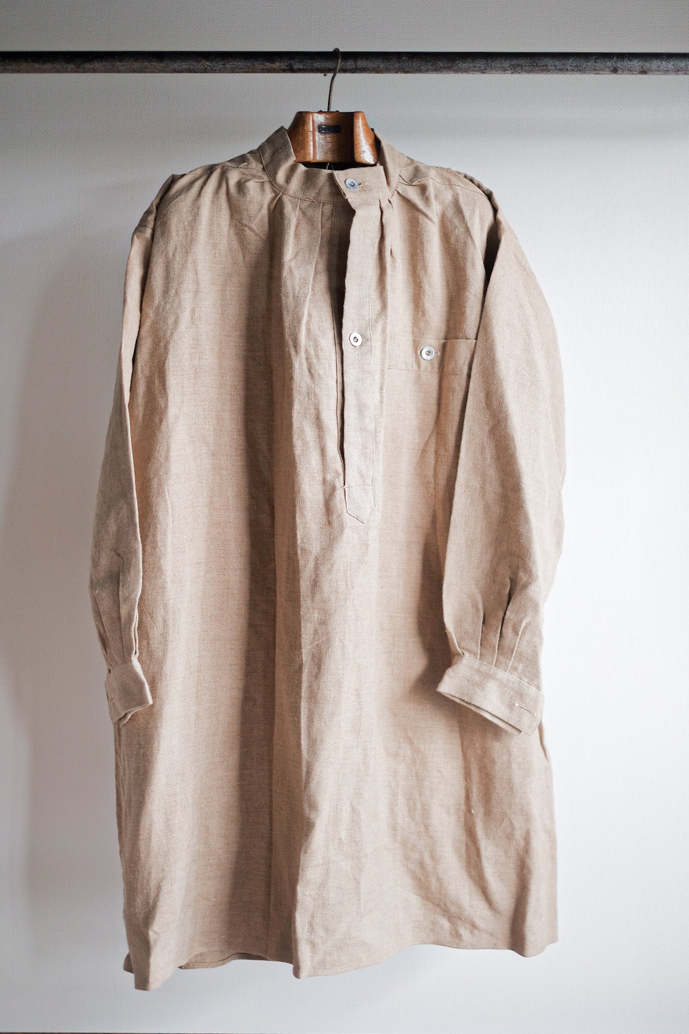［~50's］French Army Bourgeron Linen Smock Hospital Military "Dead Stock"