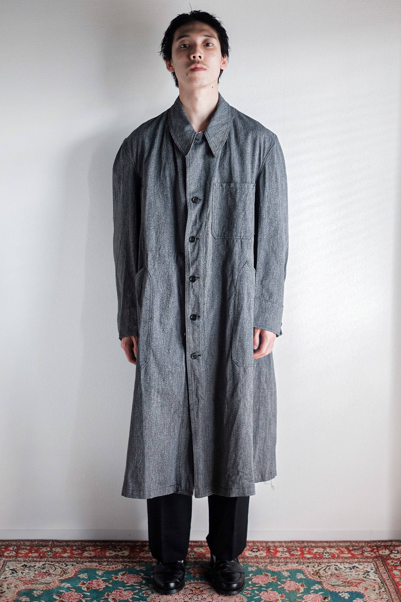 ［~50's］French Vintage PTT Black Chambray Atelier Coat “Dead Stock”