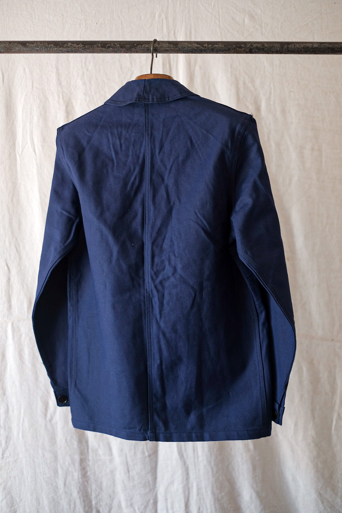 [~ 50's] French Vintage Blue Cotton Twill Work Jacket "Dead Stock"