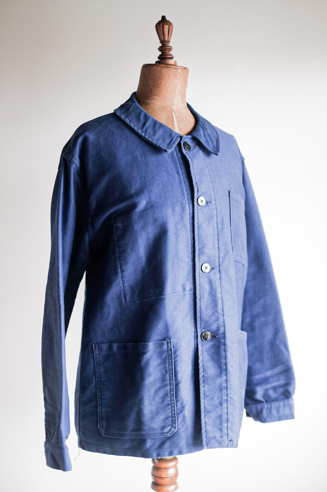 【~60's】French Vintage Blue Moleskin Work Jacket "4 Buttons"