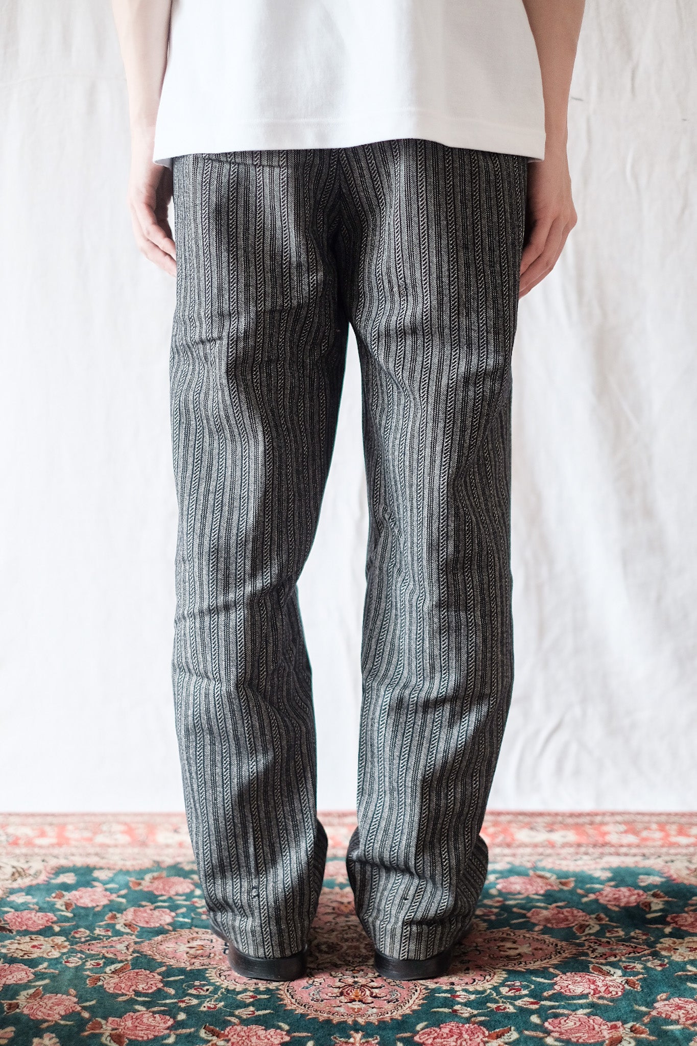 [〜40年代]法國復古羊毛條紋作品褲子