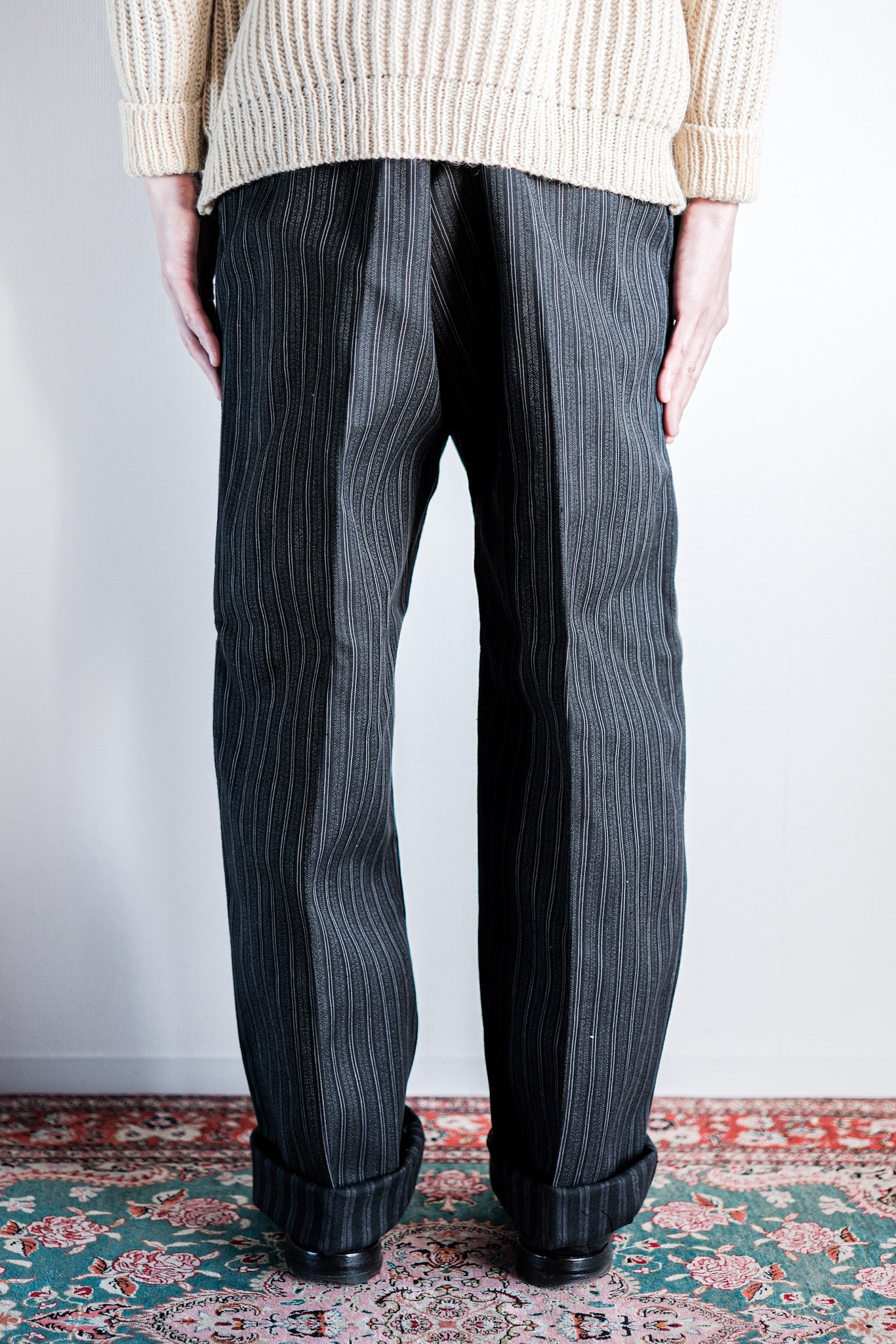 ［~50's］French Vintage Cotton Striped Work Pants "CREPIER" "Dead Stock"