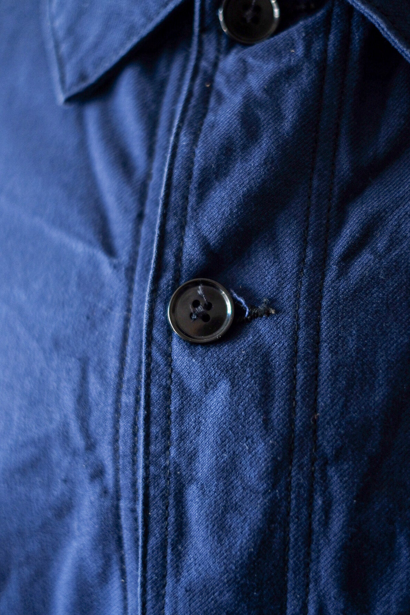 【~50's】French Vintage Blue Cotton Twill Work Jacket "Le Mont St. Michel"