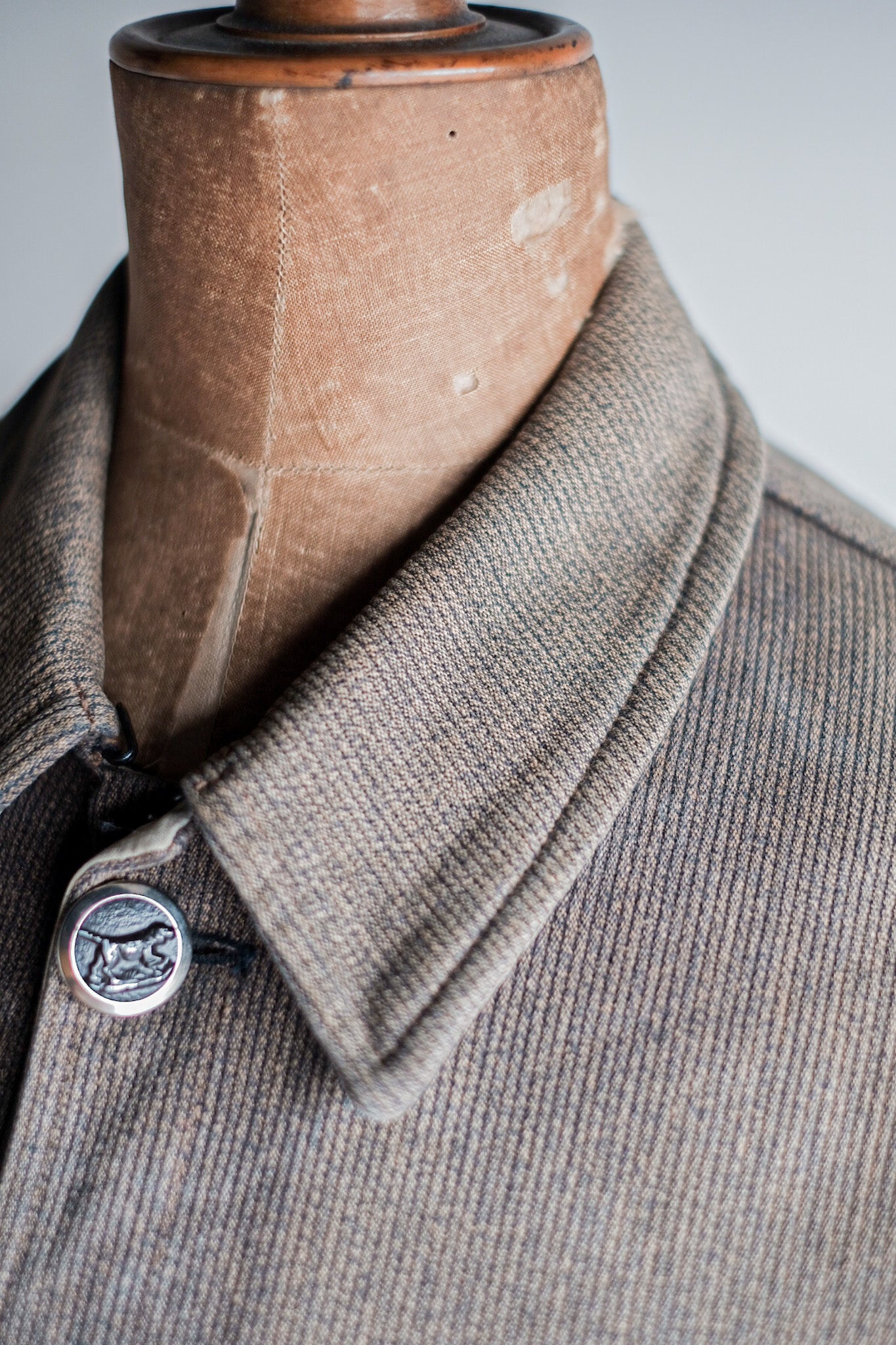 ［~60's］French Vintage Brown Salt & Pepper Cotton Pique Hunting Jacket