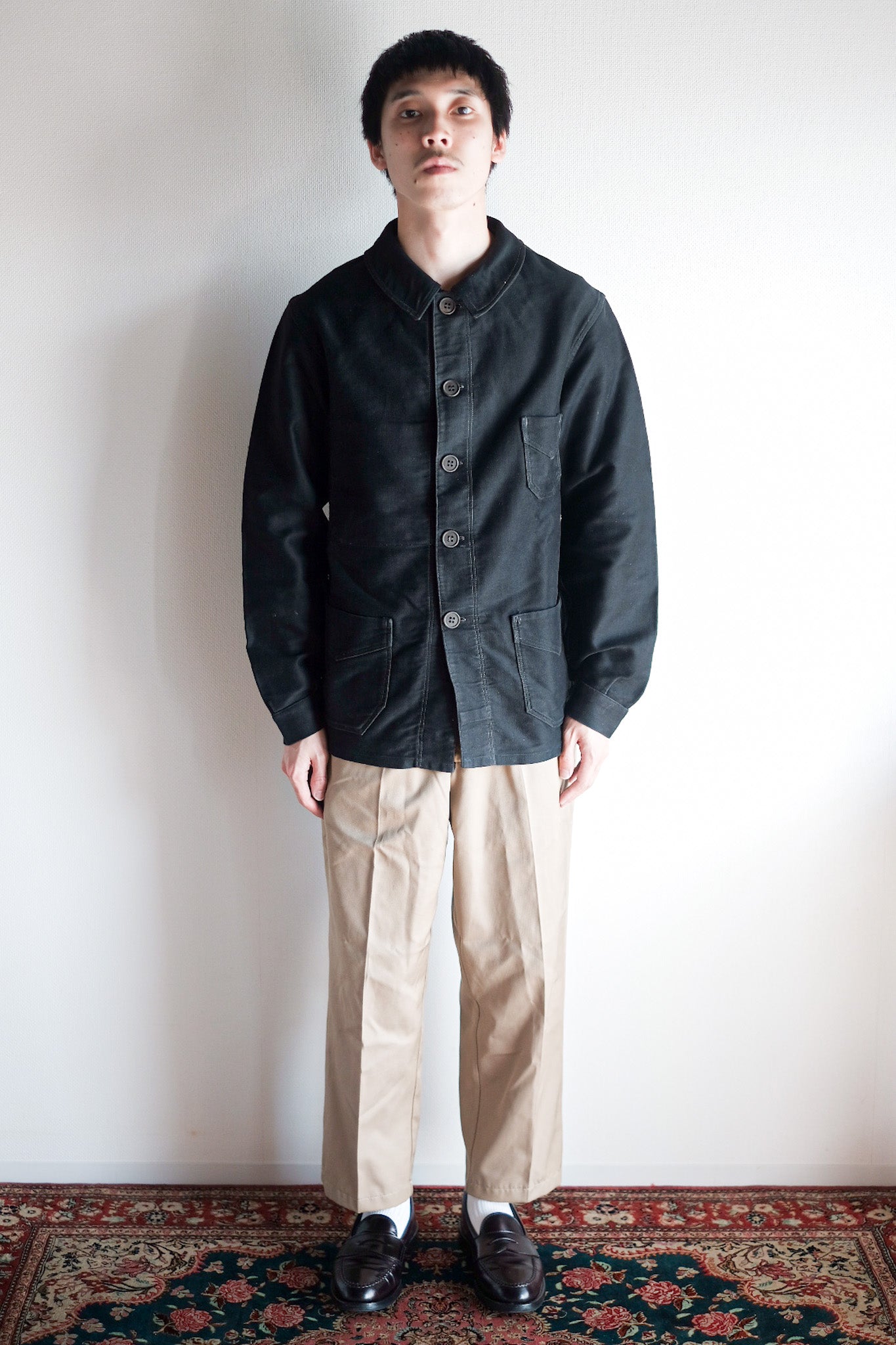 [~ 30's] French Vintage Black Moleskin Work Jacket