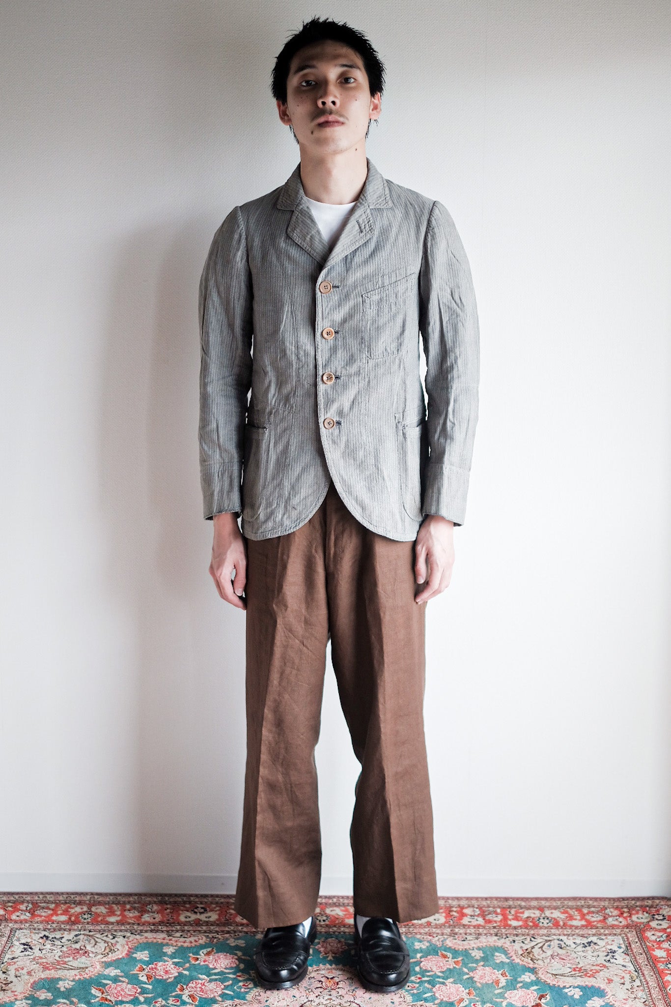 ［~10's］French Antique Chambray Striped Sack Jacket