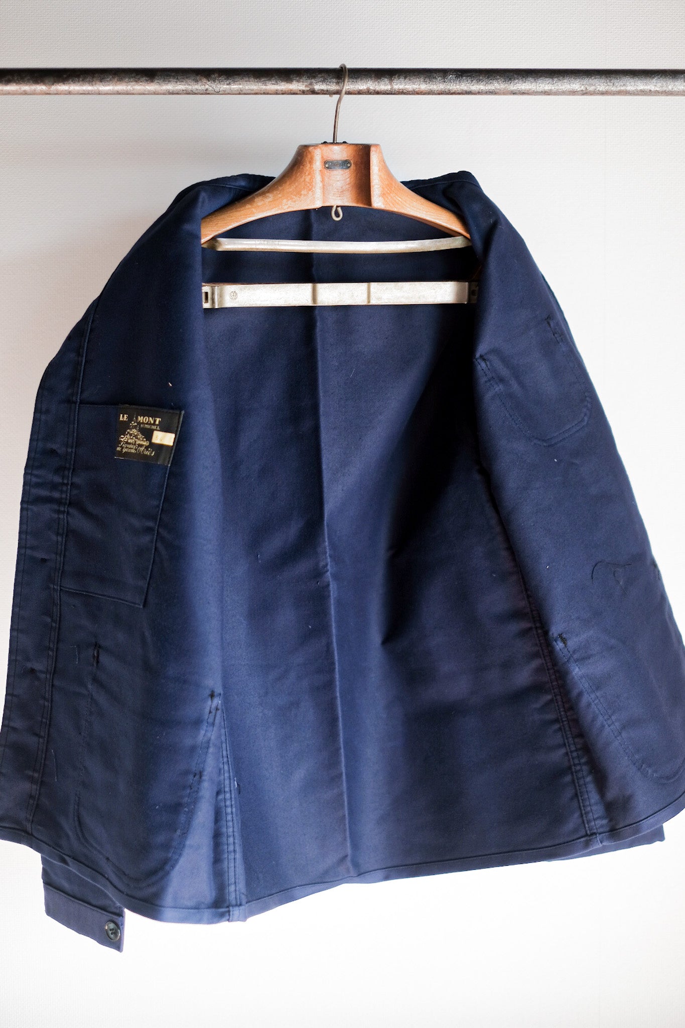 ［~50's］French Vintage Blue Moleskin Work Jacket "Le Mont St. Michel" "Dead Stock"