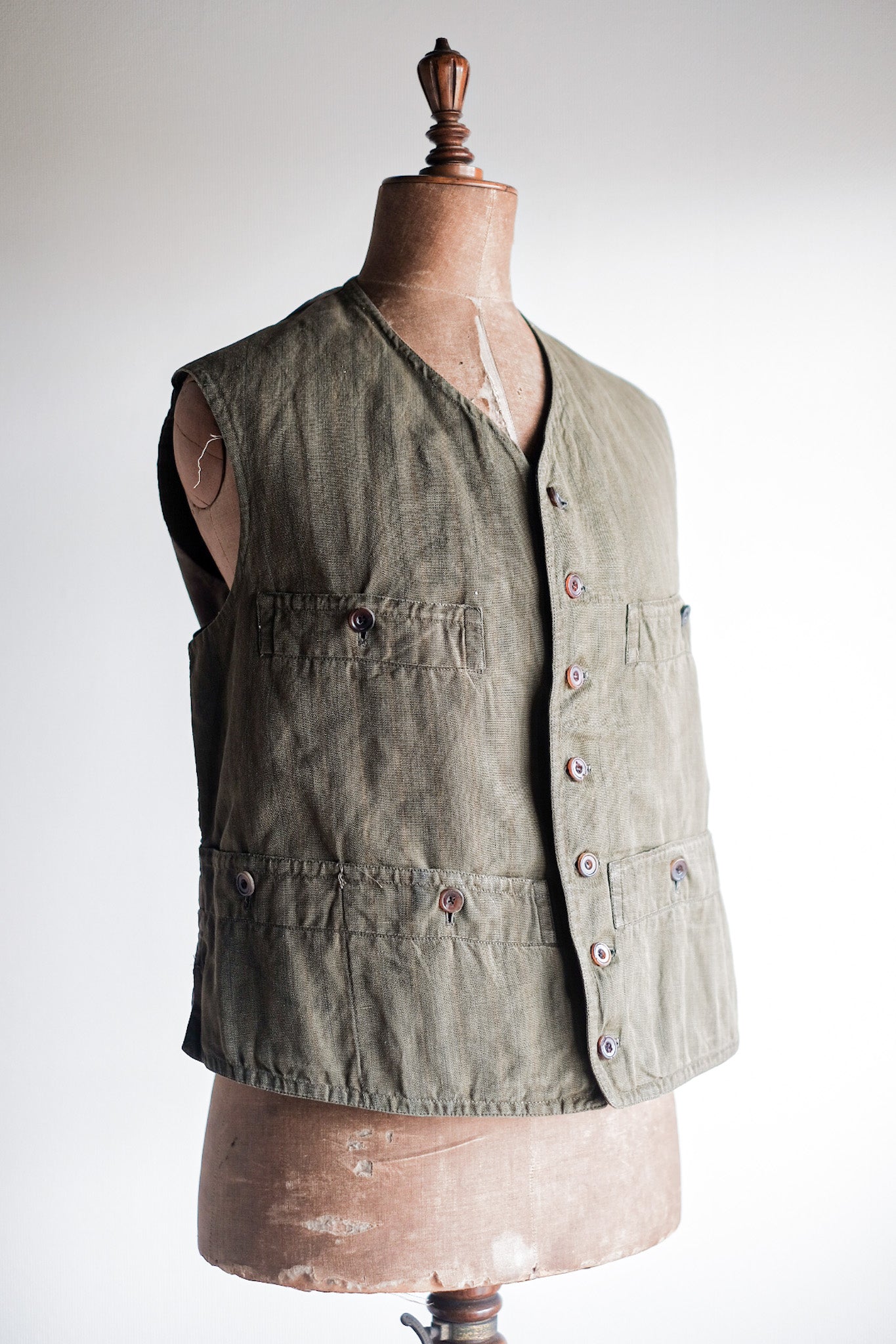 ［~20's］French Vintage Moss Green Hunting Gilet & Jodhpurs "Au Louvre"