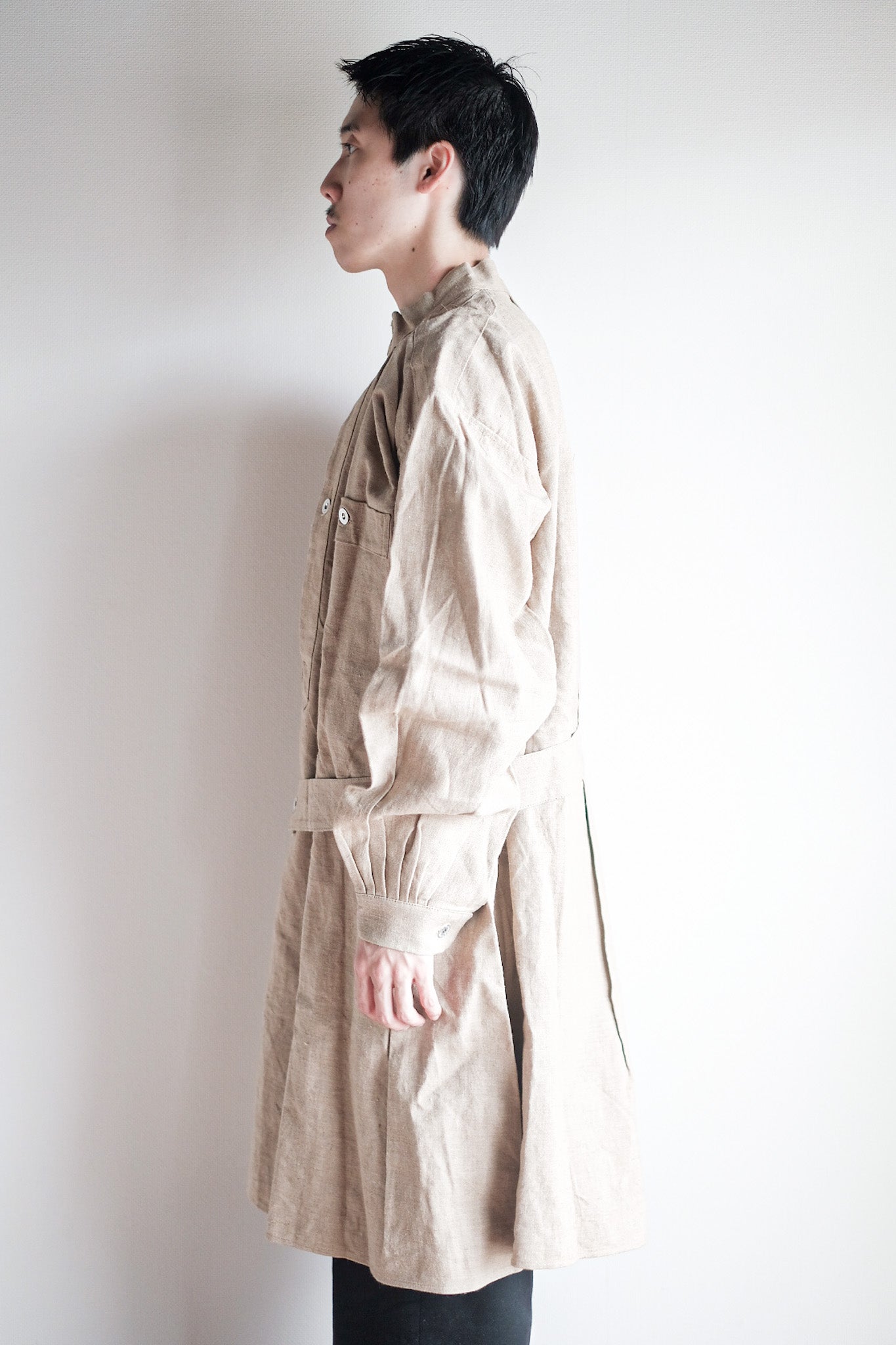 ［~50's］French Army Bourgeron Linen Smock Hospital Military "Dead Stock"