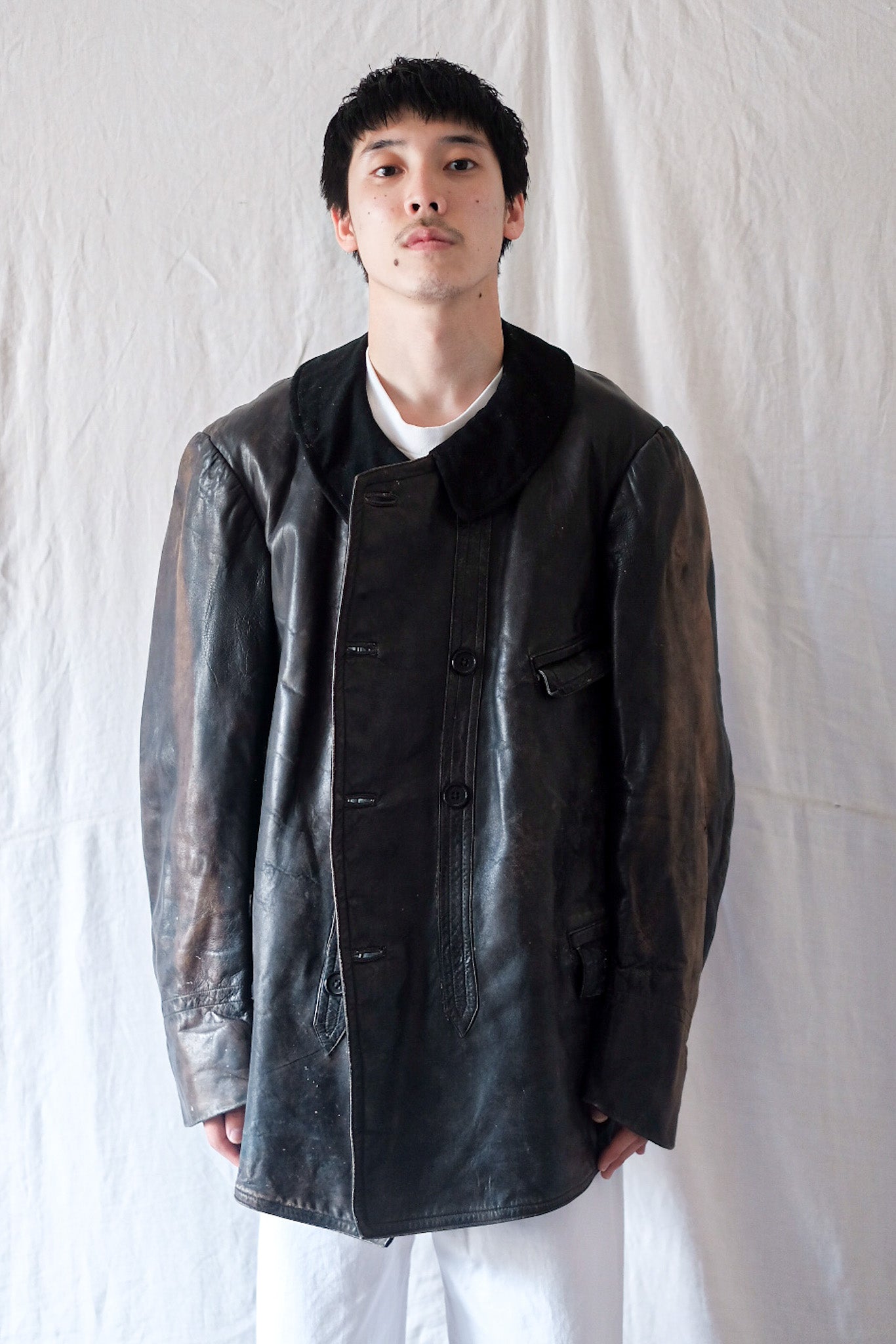 【~20's】French Vintage Le Corbusier Leather Work Jacket "Adolphe Lafont"