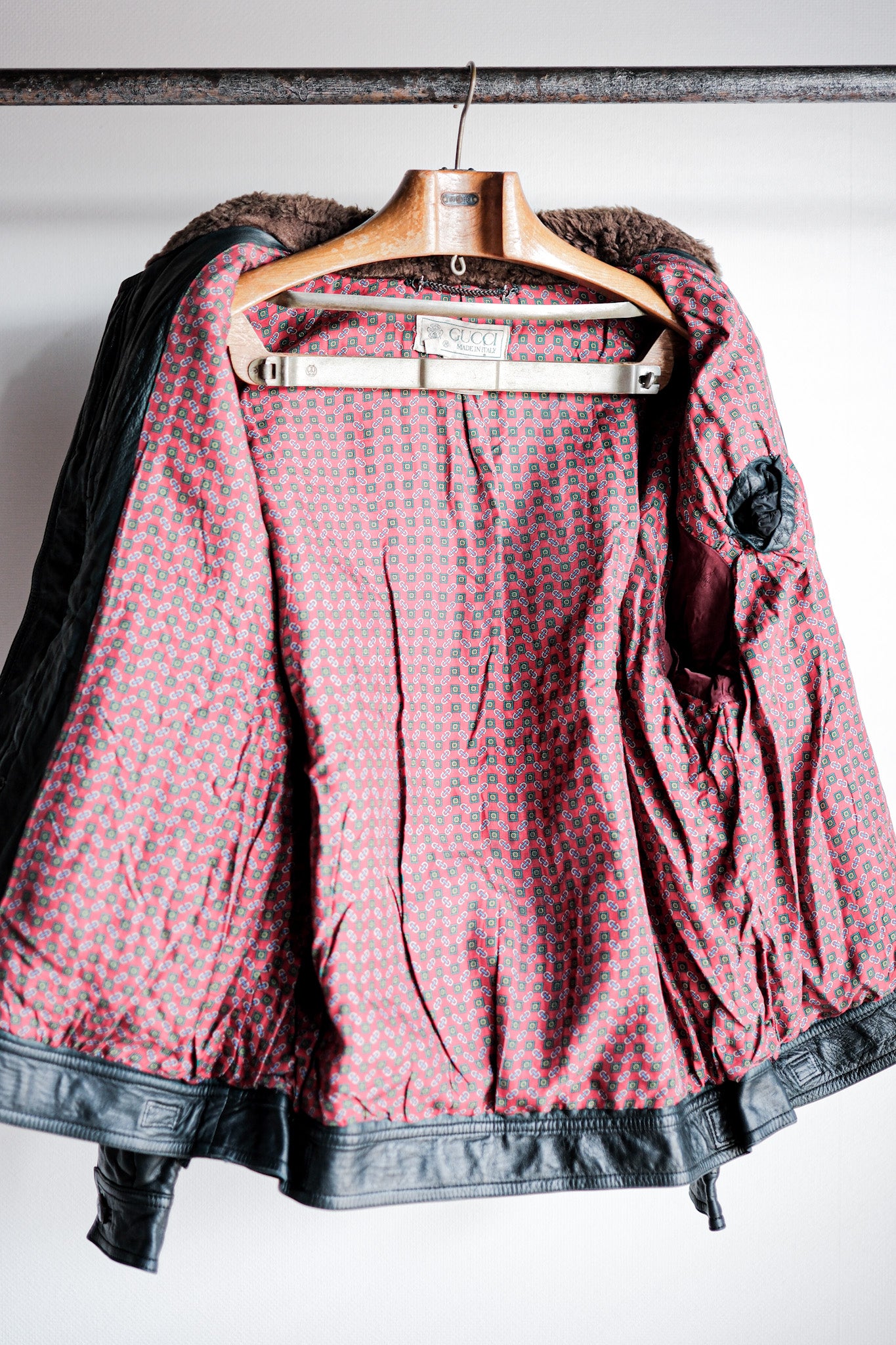 ［~80's］Old Gucci Leather Bomber Jacket Size.52