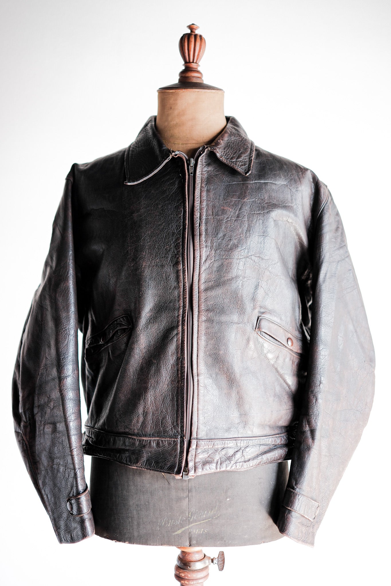 【~40's】Australia Vintage Zip Up Leather Jacket