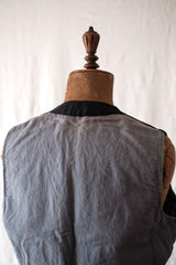 [~ 40's] French Vintage Black Cotton Pique Gilet "Dead Stock"