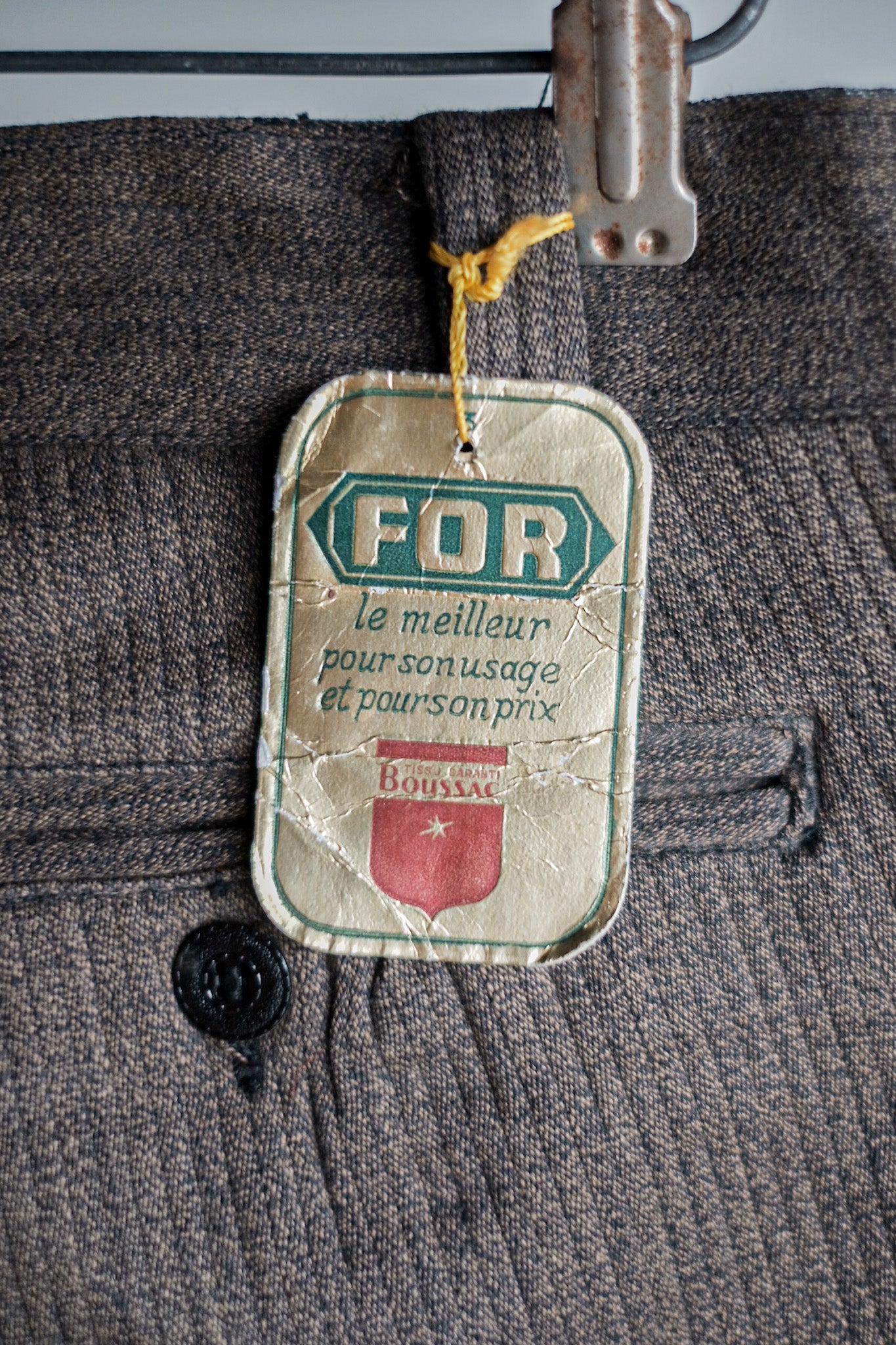 ［~40's］French Vintage Brown Salt & Pepper Cotton Pique Work Pants "Dead Stock"