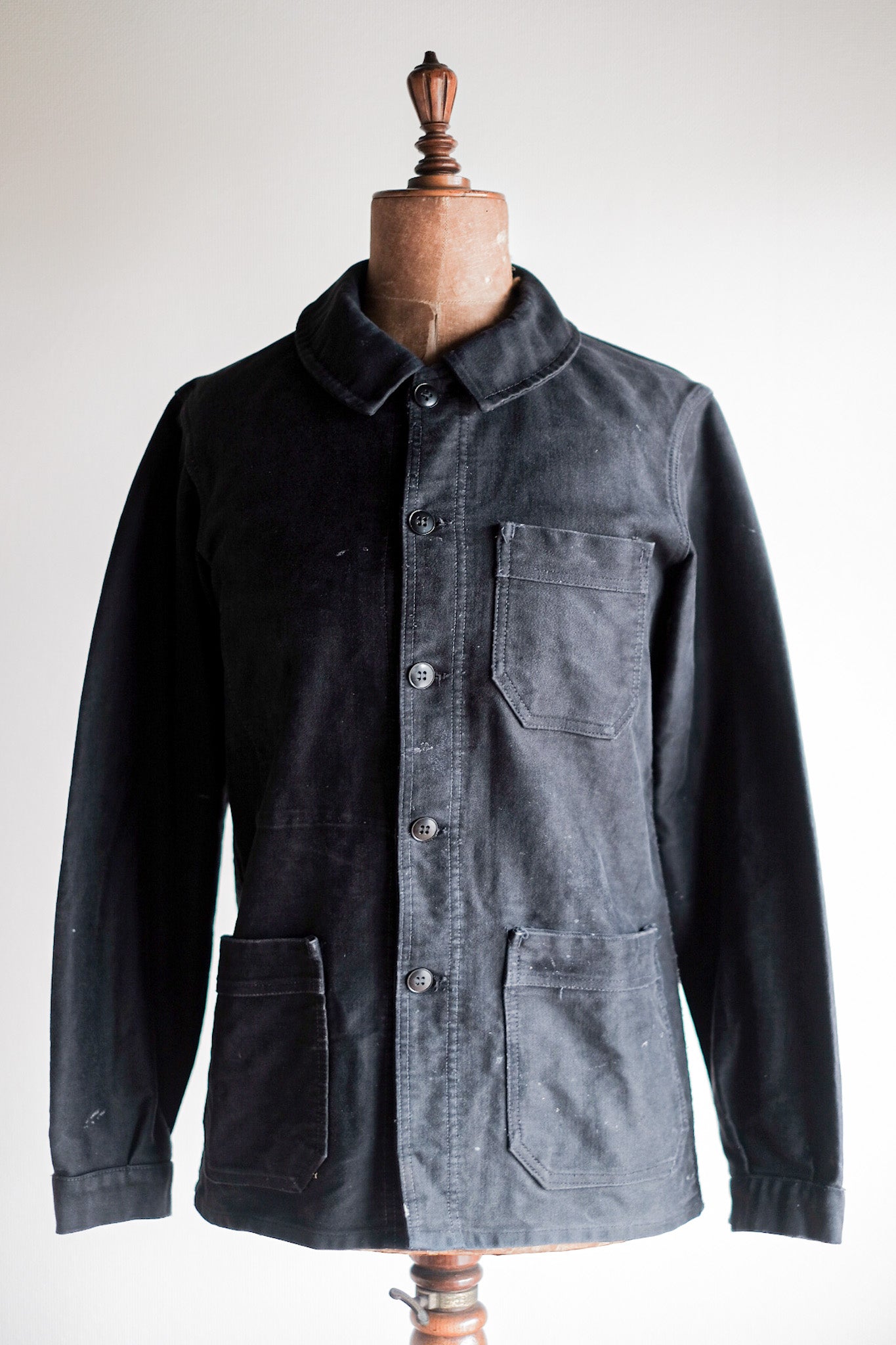 [~ 60's] French Vintage Black Moleskin Work Jacket