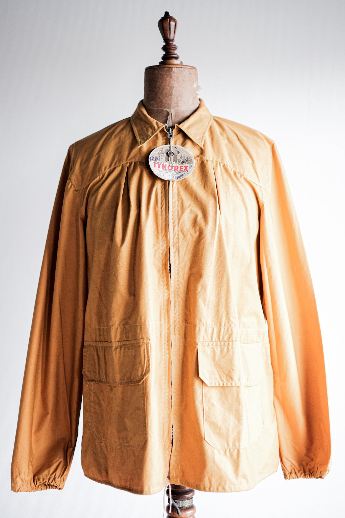 [~ 40 '] 프랑스 빈티지 옐로우 코튼 재킷 "데드 스톡"