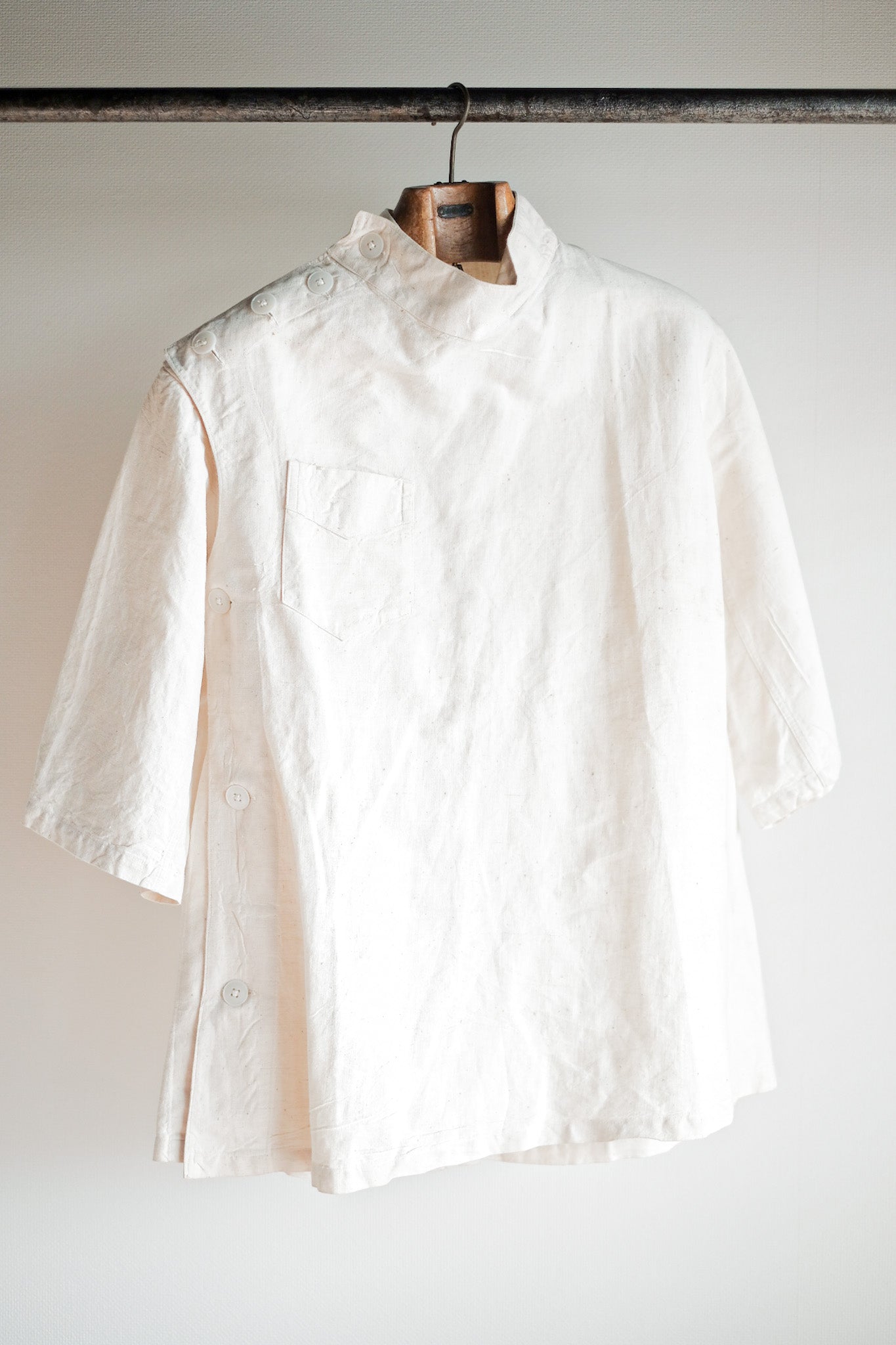 ［~50's］French Army Linen Jacket Hospital Military "Dead Stock"