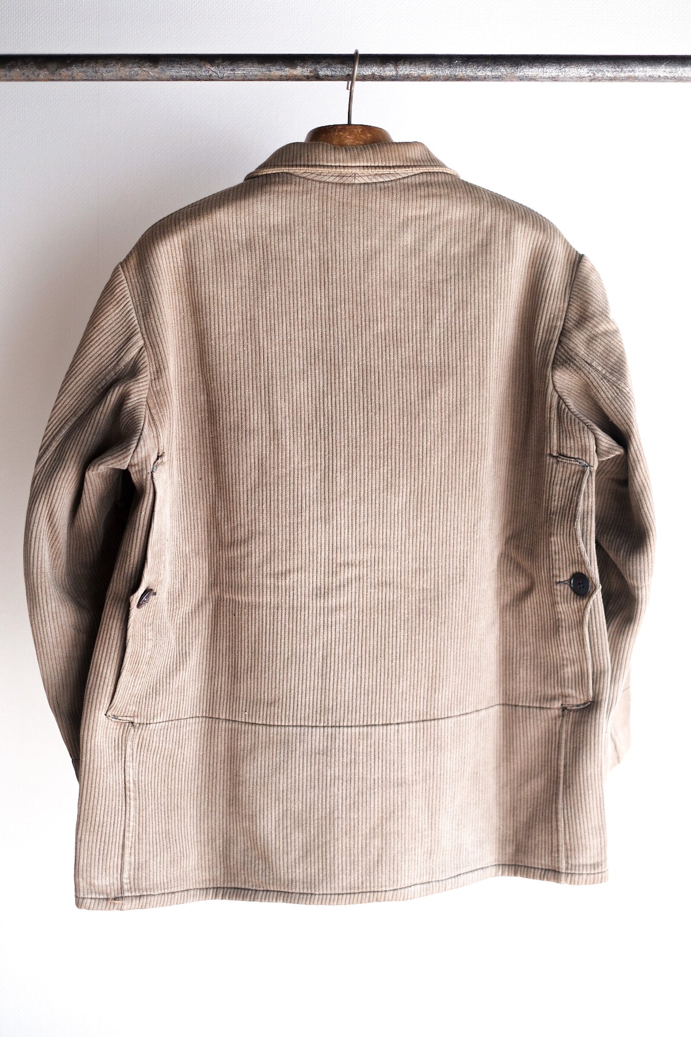 【~40's】French Vintage Brown Cotton Pique Hunting Jacket With Chin Strap