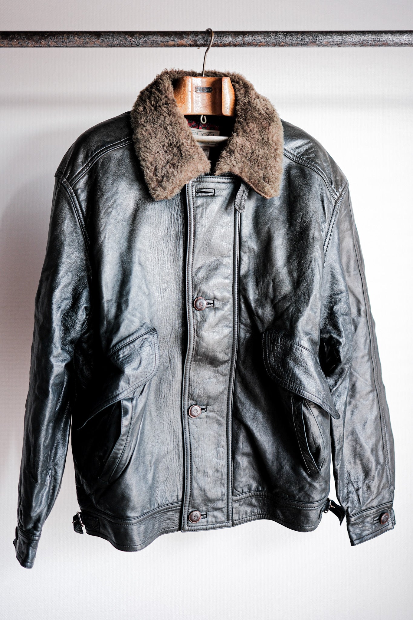 ［~80's］Old Gucci Leather Bomber Jacket Size.52