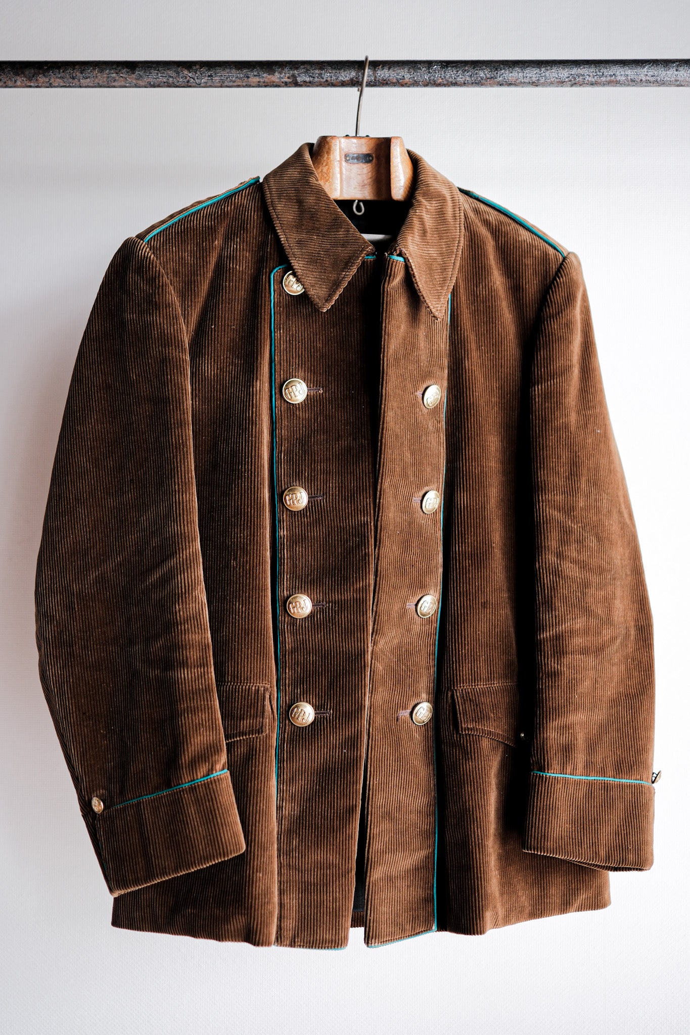 ［~30’s］Italian Army Double Breasted Brown Corduroy Jacket “Dead Stock”