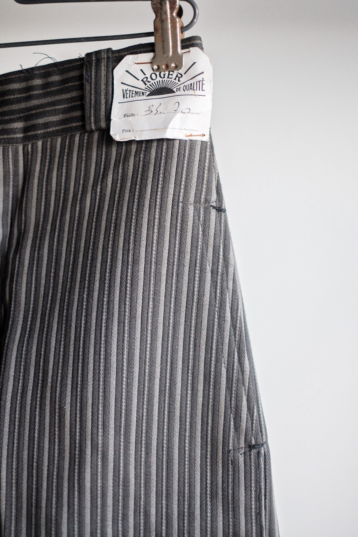 【~40's】French Vintage Cotton Pique Striped Work Pants "Dead Stock"