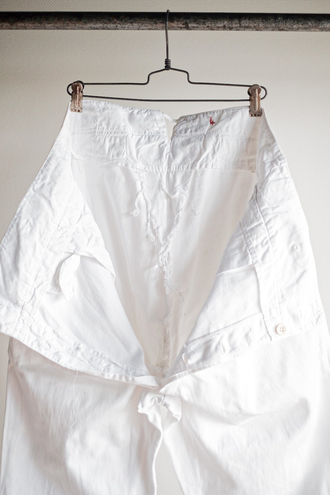 【~30's】French Navy White Cotton Trousers