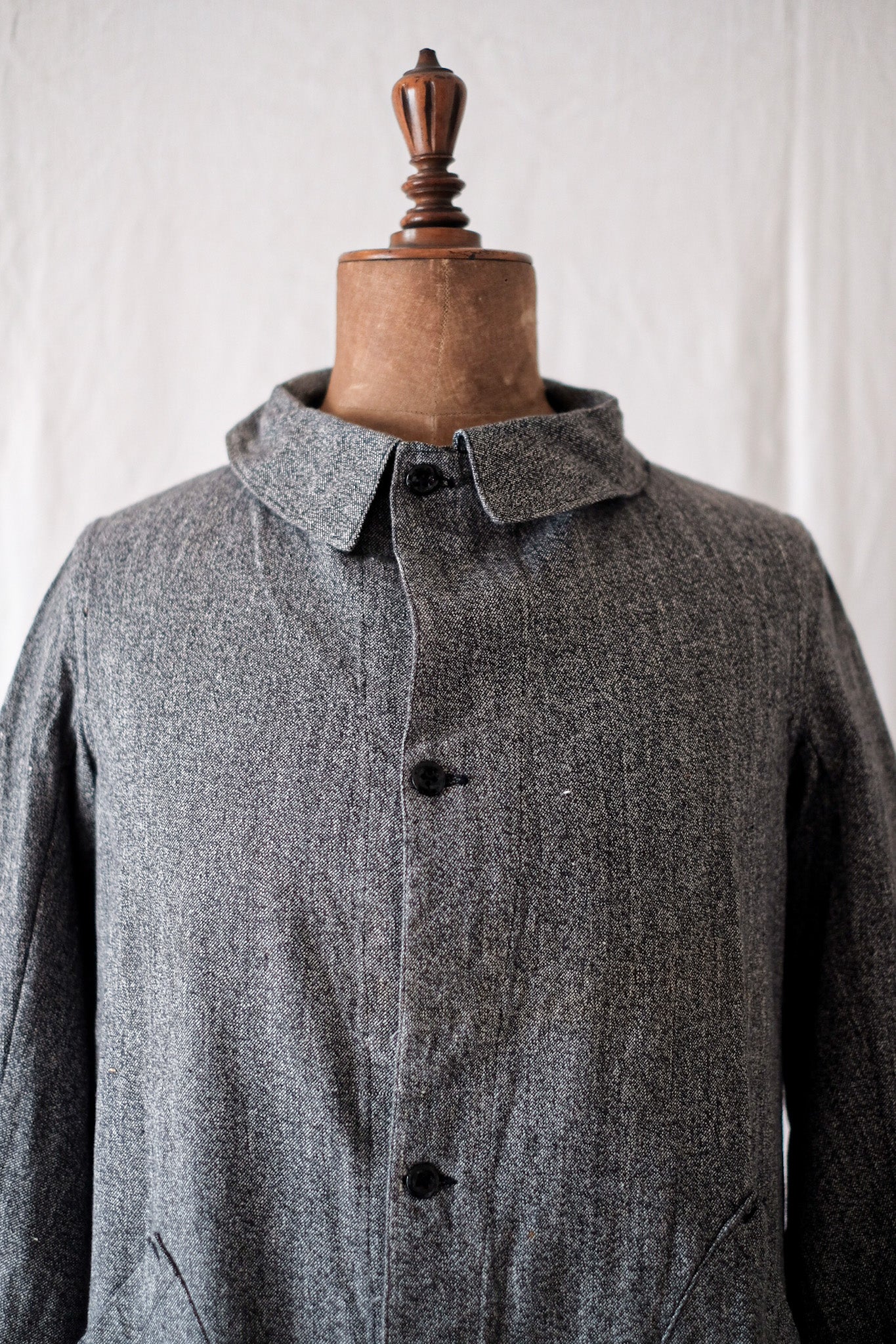 [~ 40's] French Vintage Black Chambray Work Coat