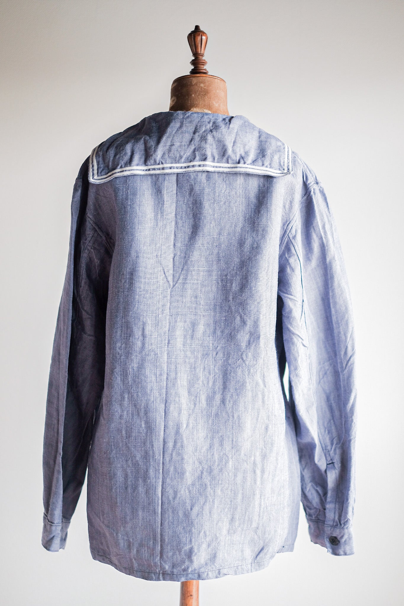 [~ 50's] French Navy Ramie Linen Sailor Shirt "Dead Stock"