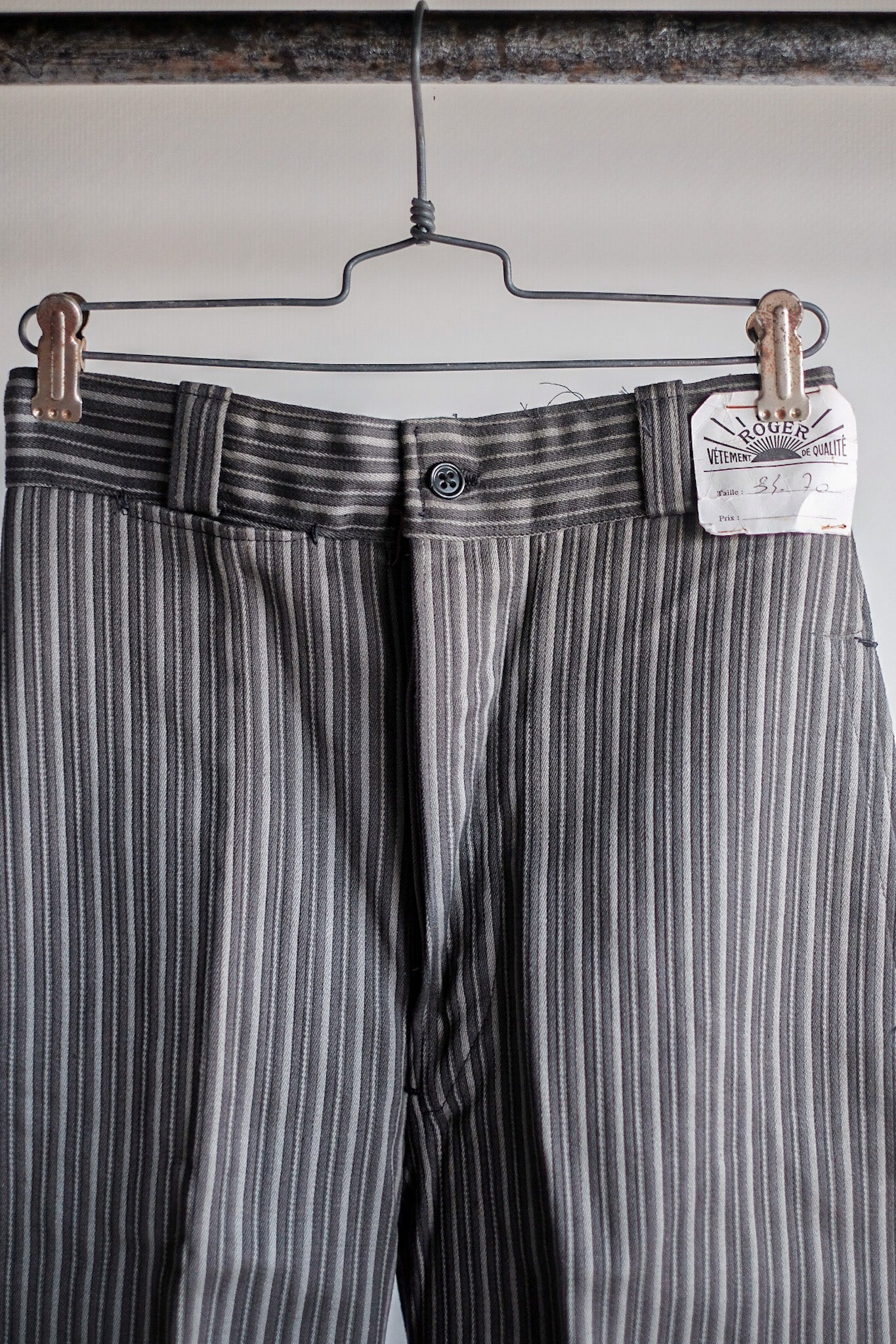 ［~40's］French Vintage Cotton Pique Striped Work Pants "Dead Stock"