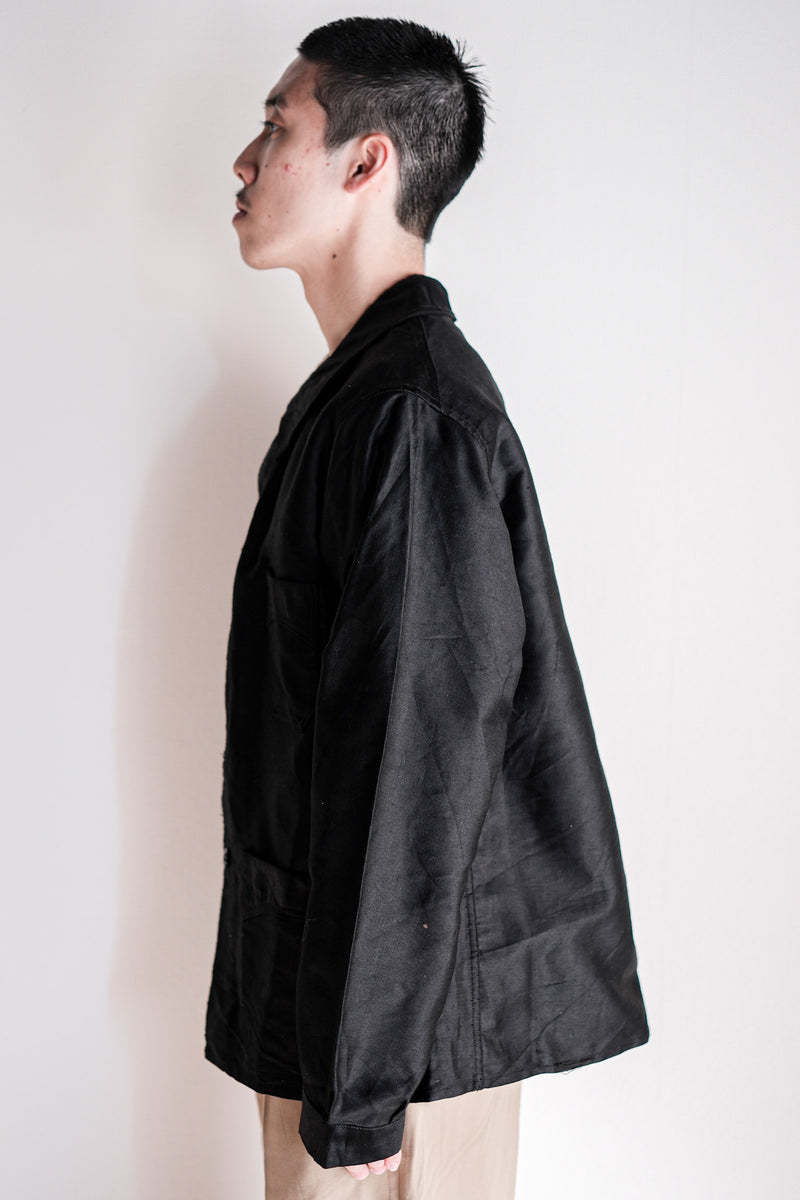 40's】French Vintage Black Light Moleskin Work Jacket 