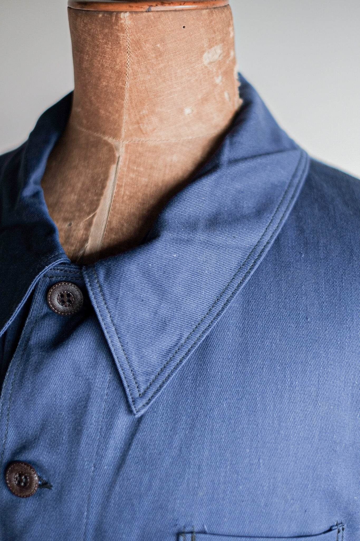 【~50's】French Vintage Blue Cotton Twill Work Jacket "Dead Stock"