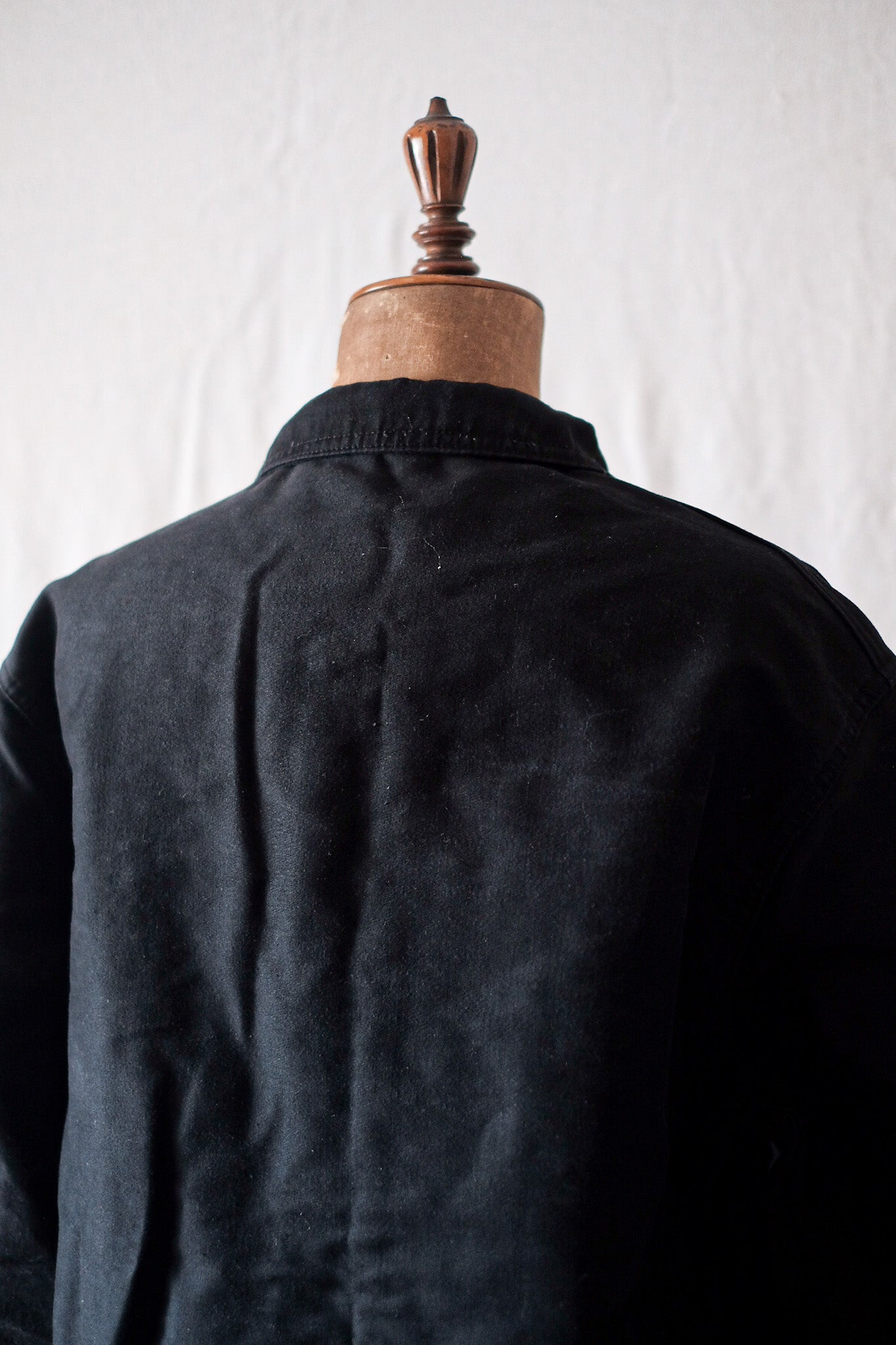 [~ 50's] French Vintage Black Moleskin Work Jacket "Le Mont St. Michel"