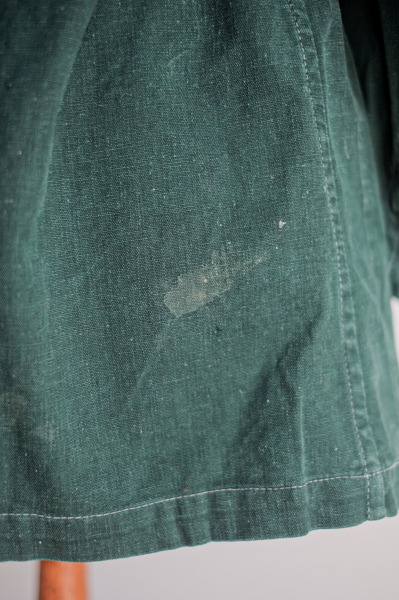 ［~40's］French Army Double Breasted Green Linen Canvas Jacket