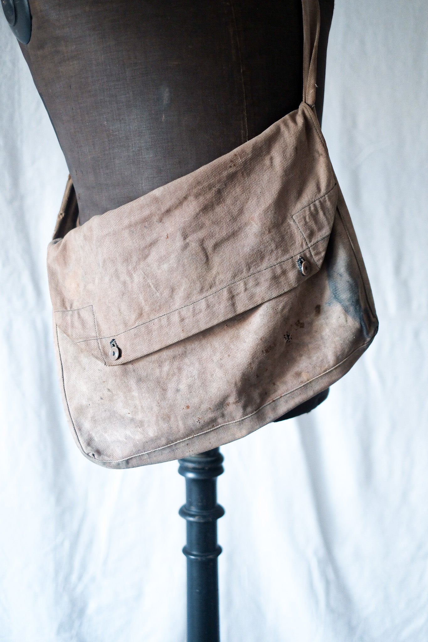 [~ 40's] French Army Brown Cotton Twill Musette Bag